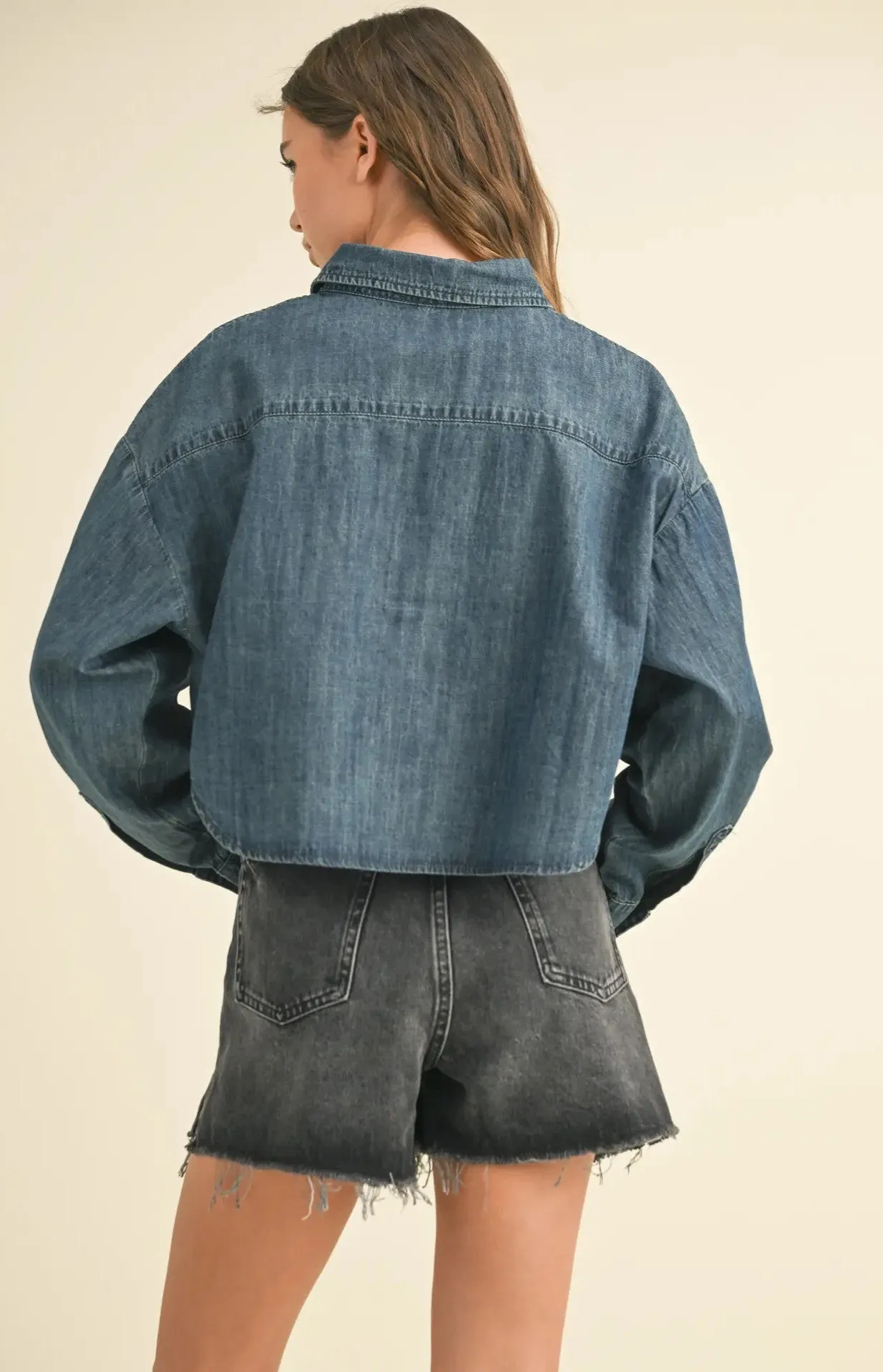 Leigh Cropped Denim Shirt