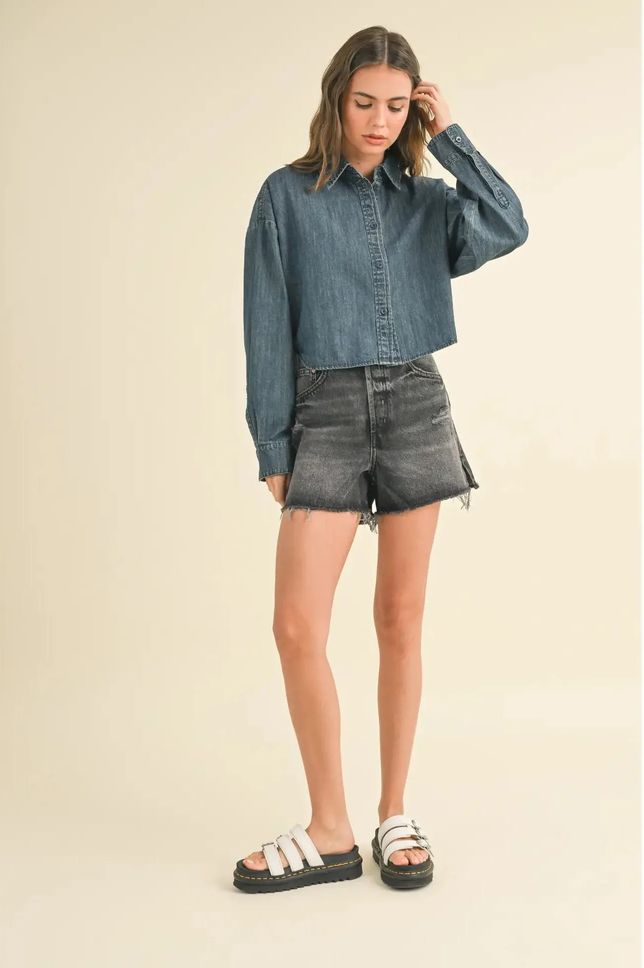 Leigh Cropped Denim Shirt