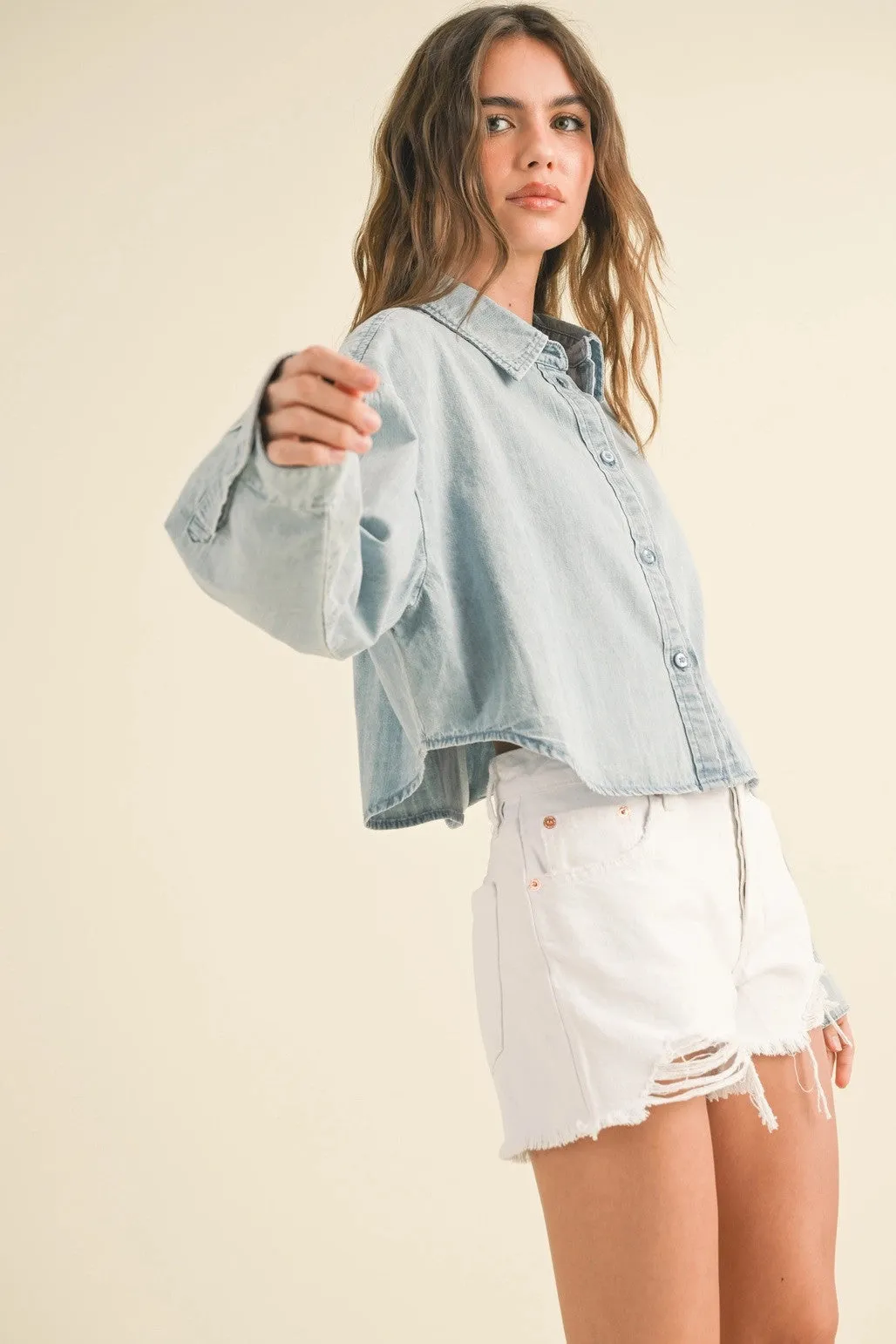 Leigh Cropped Denim Shirt