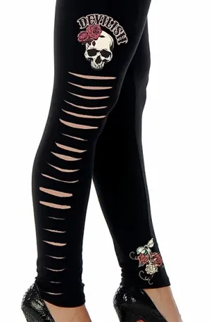Liberty Wear Collection Leggings: Rhinestone Devilish Skull
