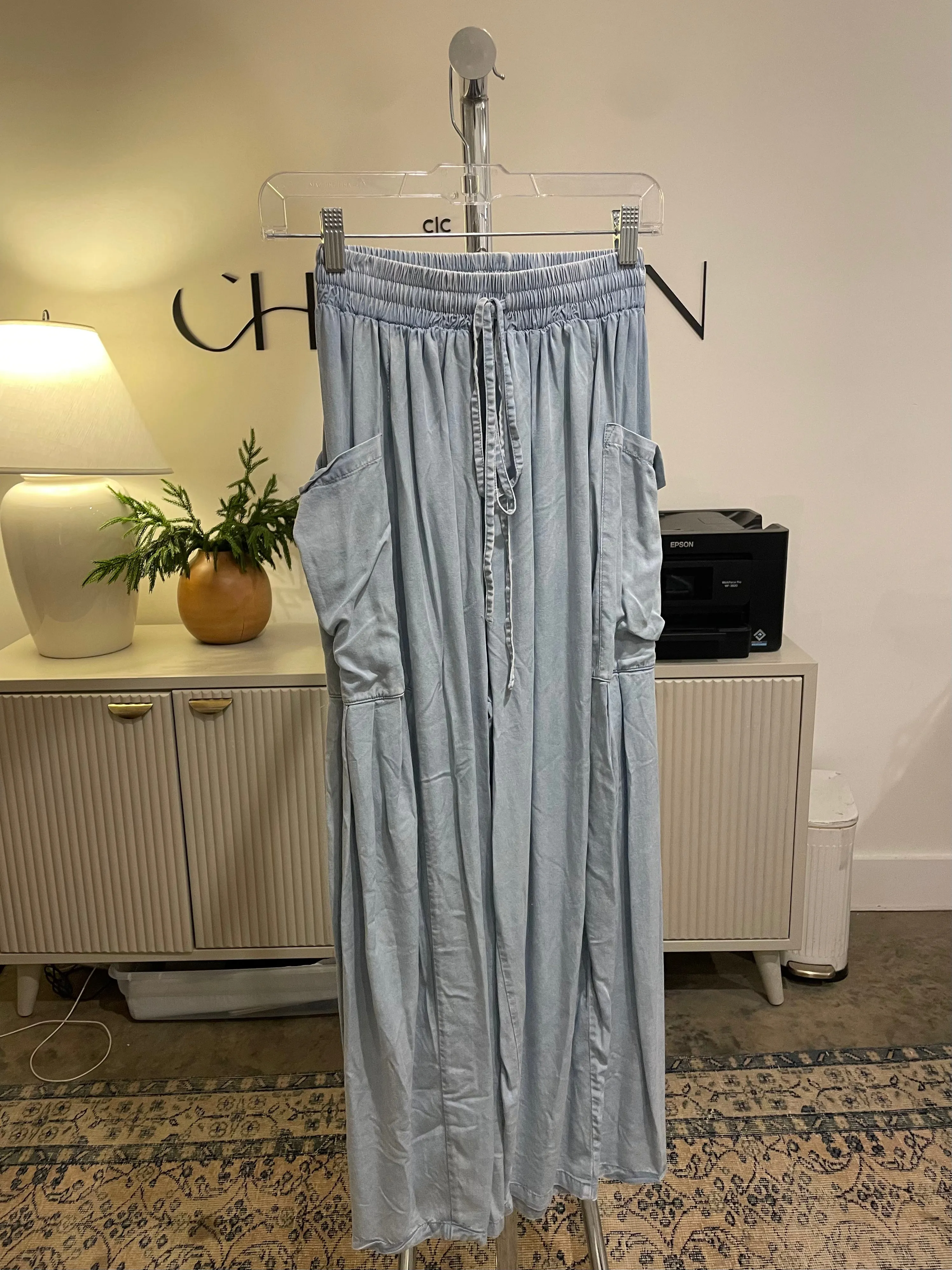 Light Blue Barrel Leg Pants
