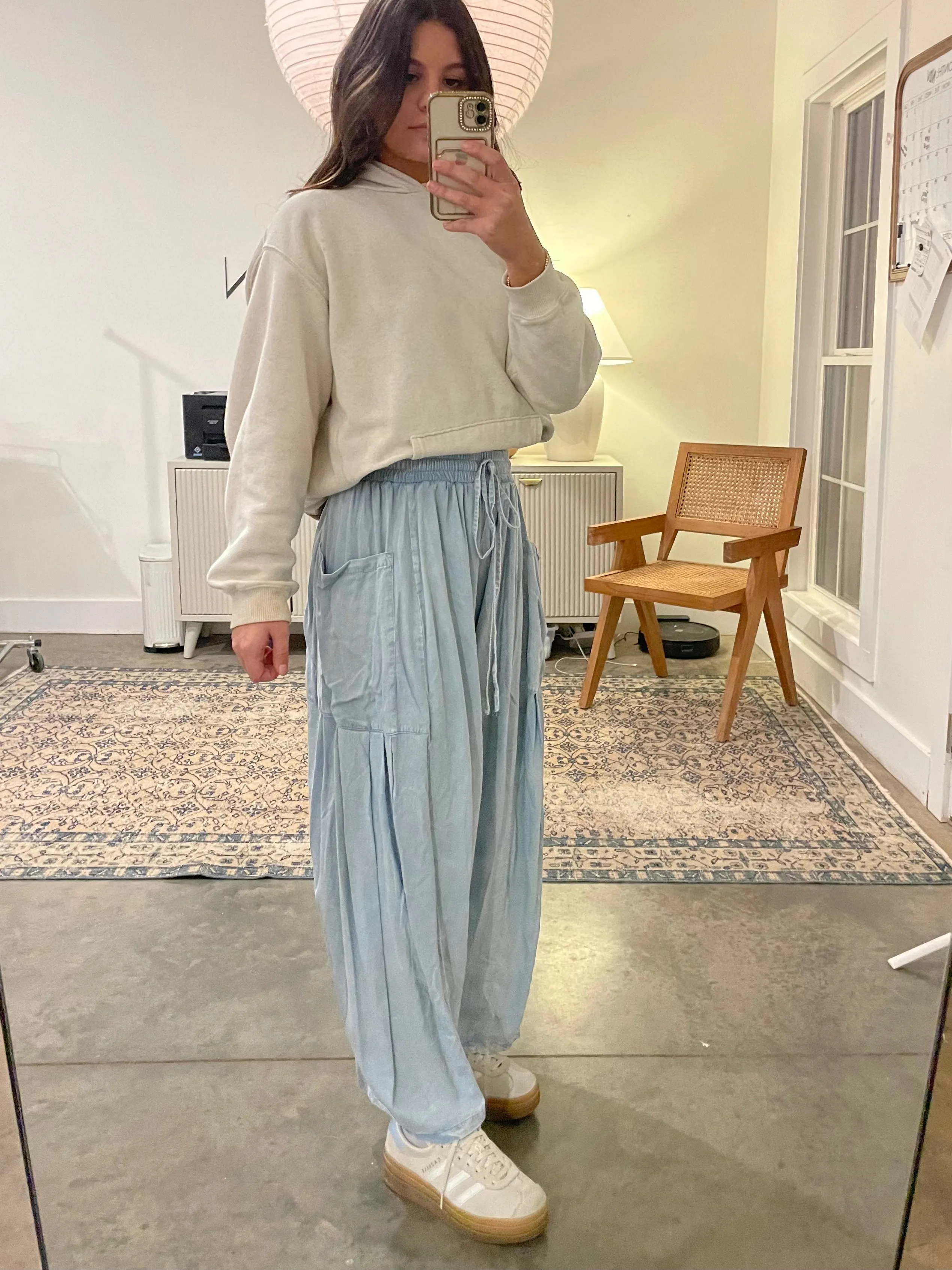 Light Blue Barrel Leg Pants