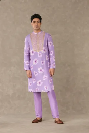 Lilac Parijat Kurta Set With Pants