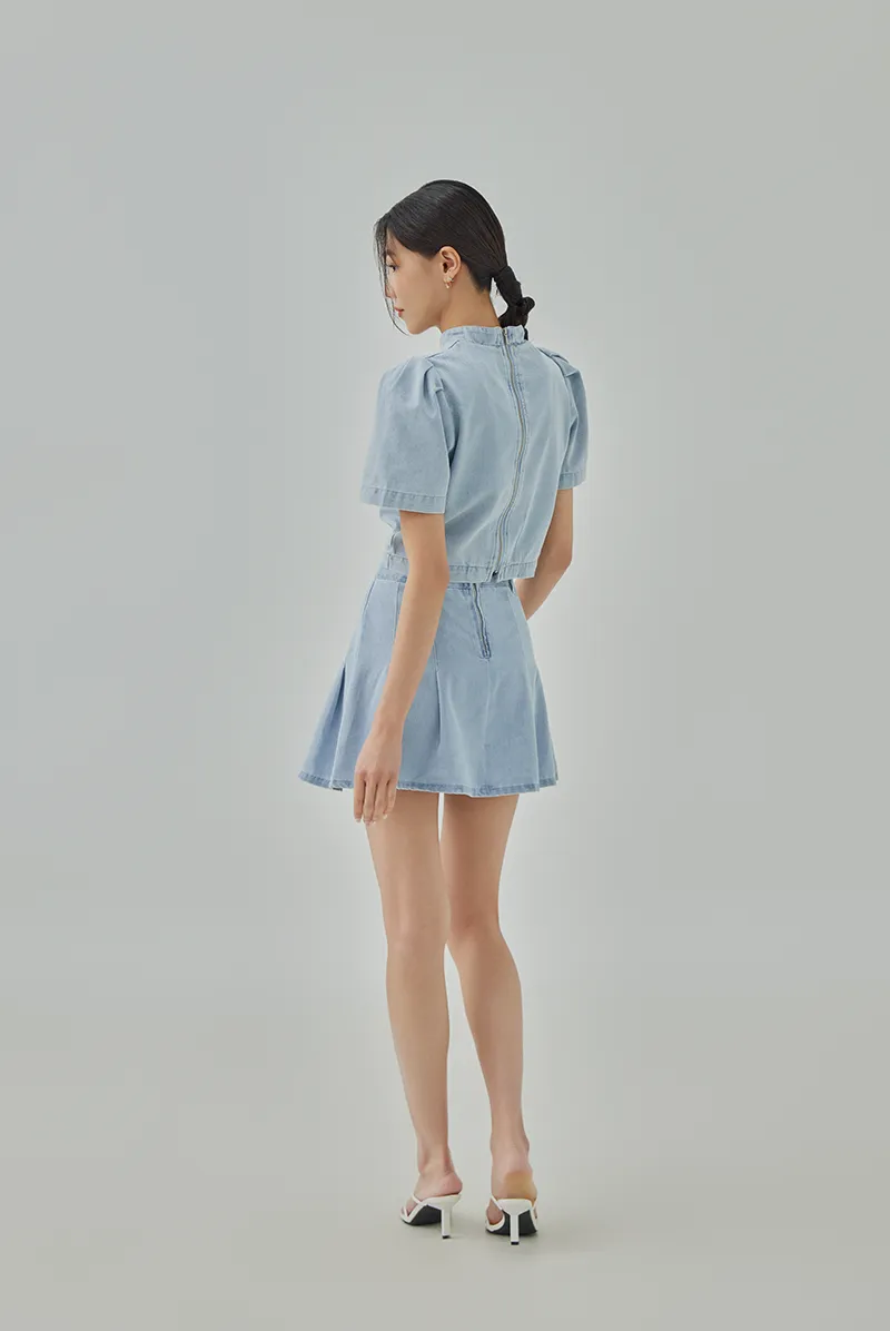 Liley Mini A-Line Denim Skirt
