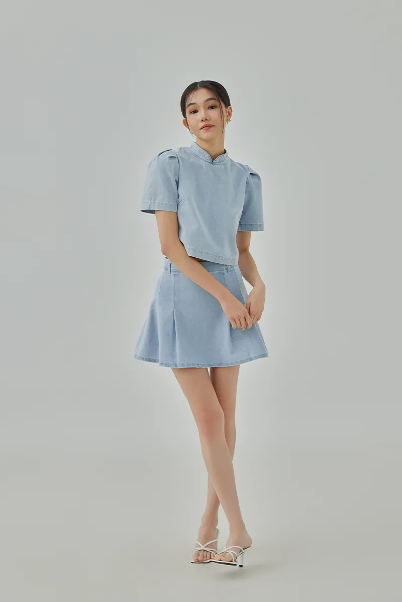 Liley Mini A-Line Denim Skirt