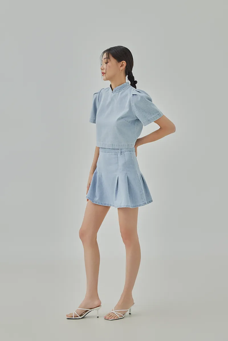 Liley Mini A-Line Denim Skirt