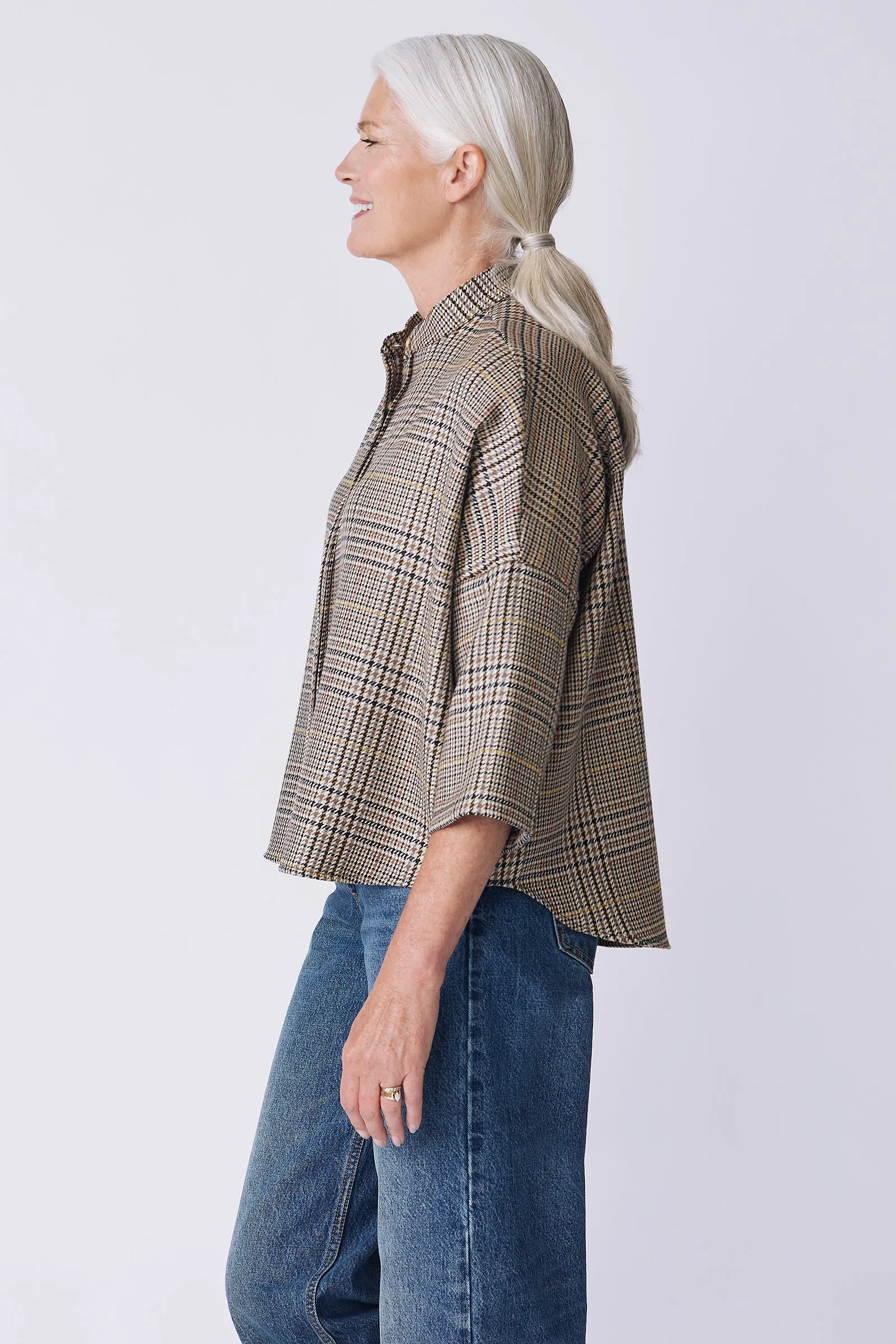 Lilly Drop Shoulder Top - Multi Plaid