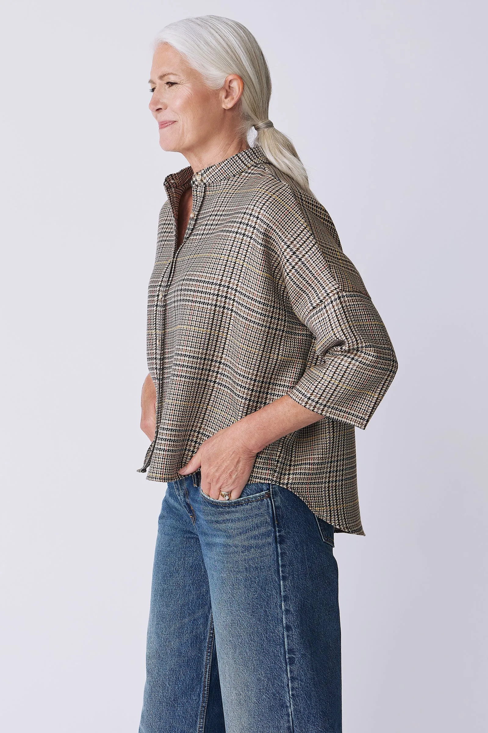 Lilly Drop Shoulder Top - Multi Plaid