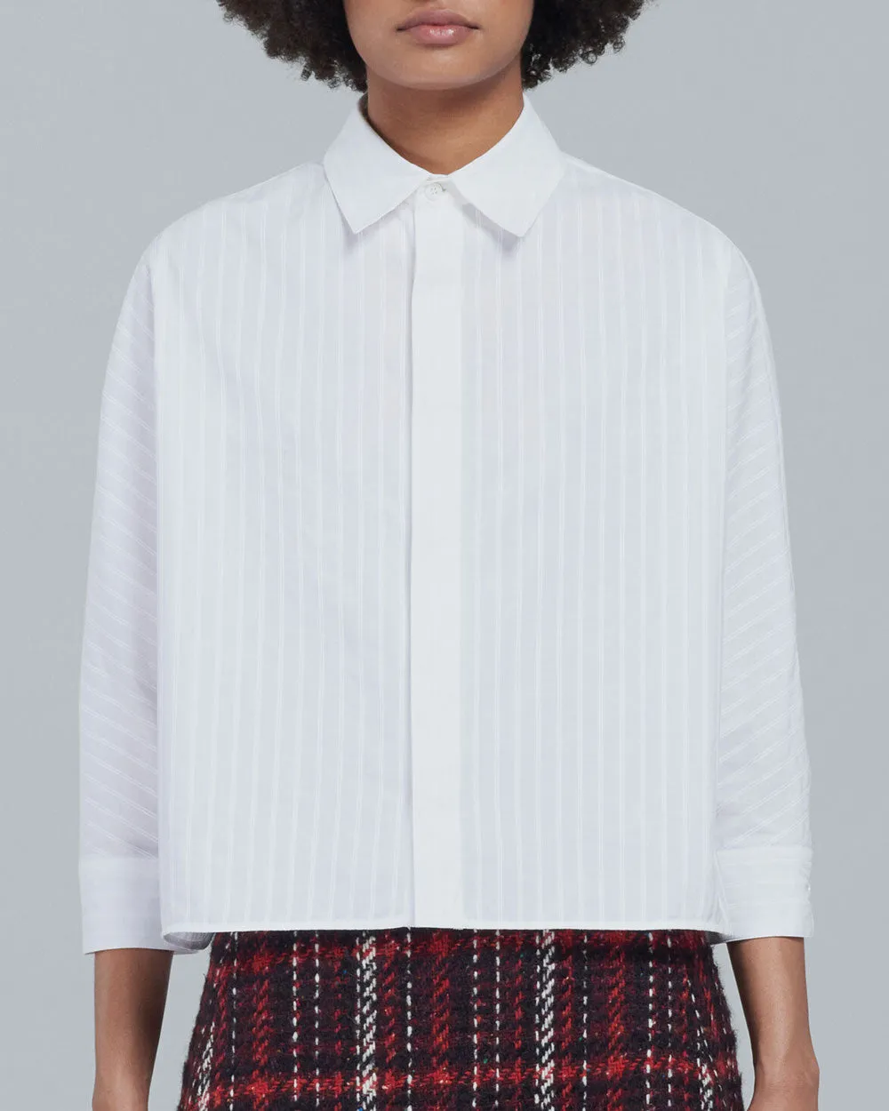 Lily White Three Quarter Sleeve Button Down Shirt