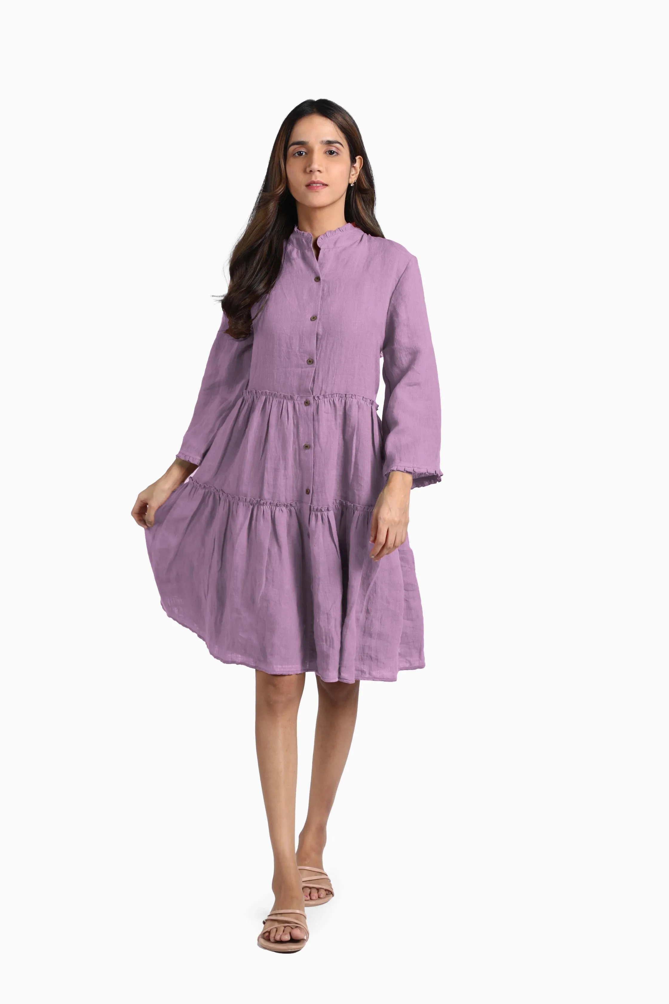 Linen Scarlet Midi Dress-Sunburnt Yellow
