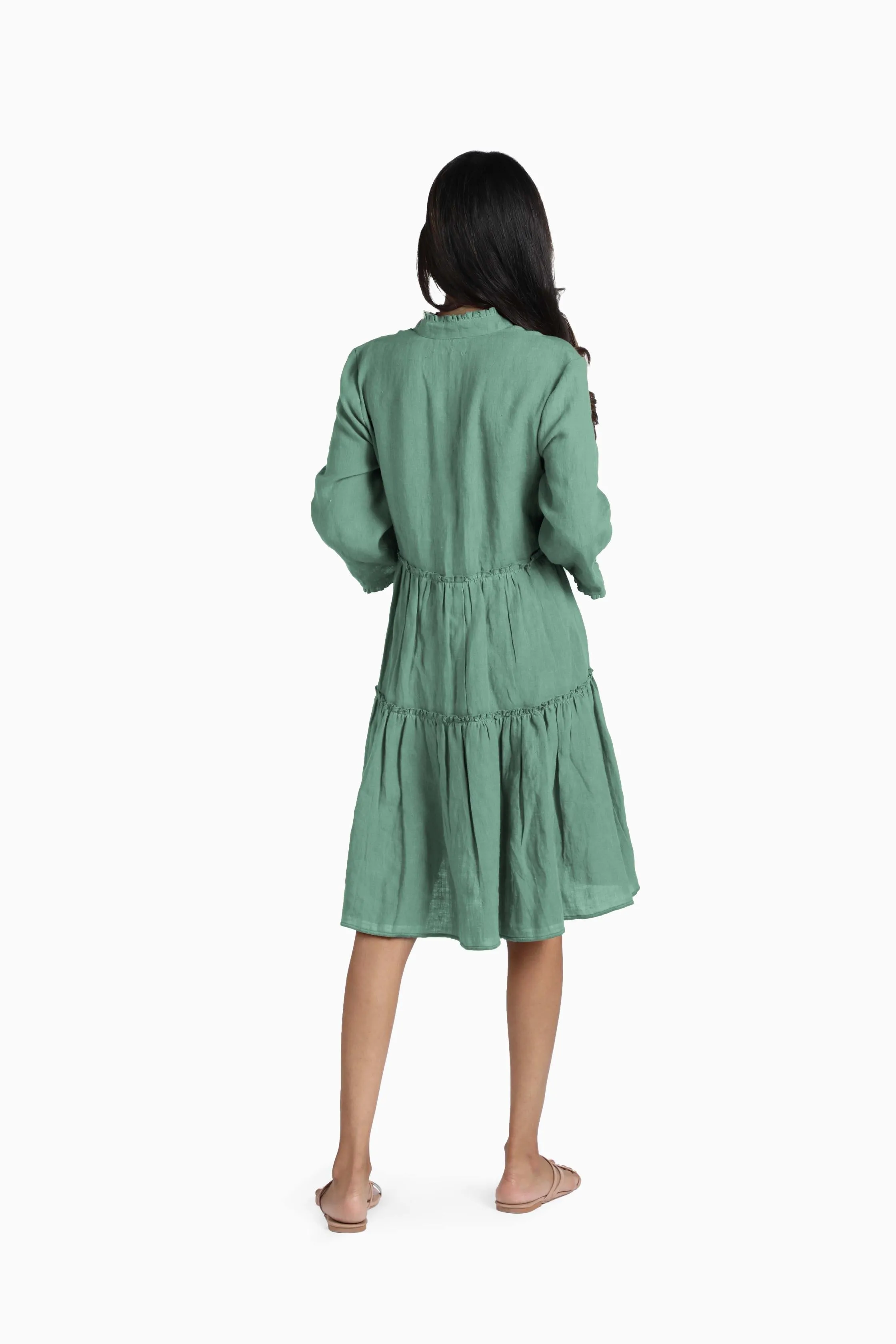 Linen Scarlet Midi Dress-Sunburnt Yellow