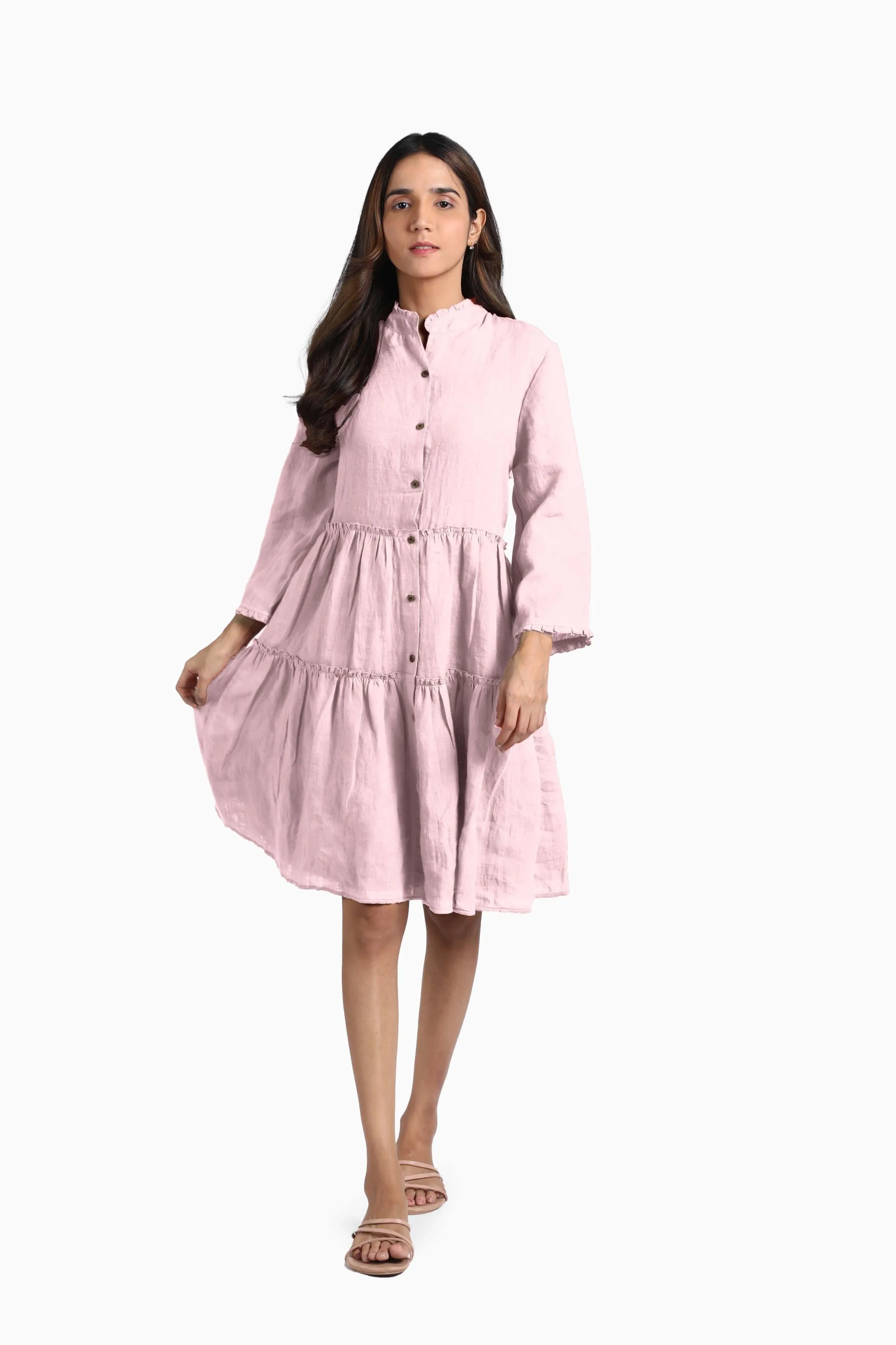 Linen Scarlet Midi Dress-Sunburnt Yellow