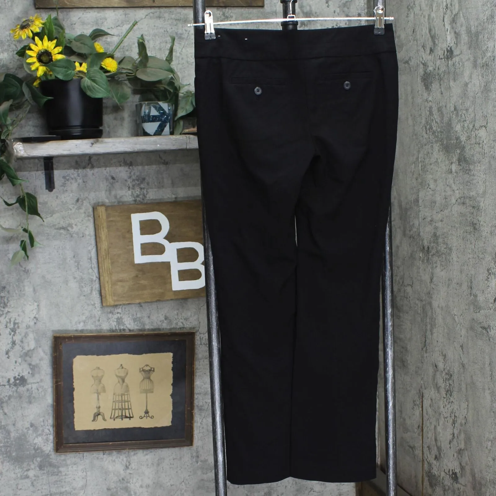 Loft by Ann Taylor Womens Original Petite Straight Leg Dress Pants Black 2P