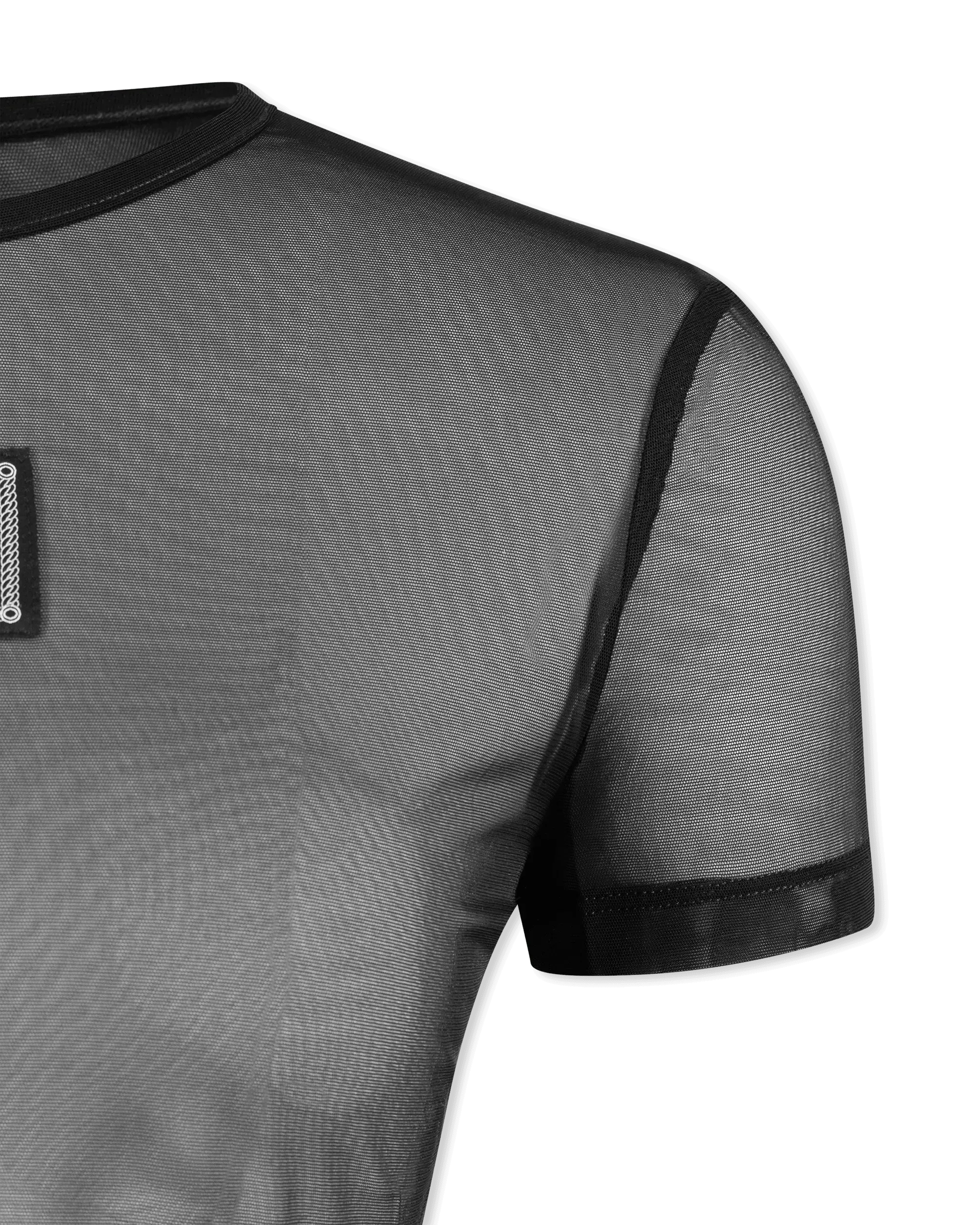 Logo Patch Mesh Cropped T-Shirt
