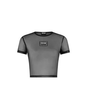 Logo Patch Mesh Cropped T-Shirt