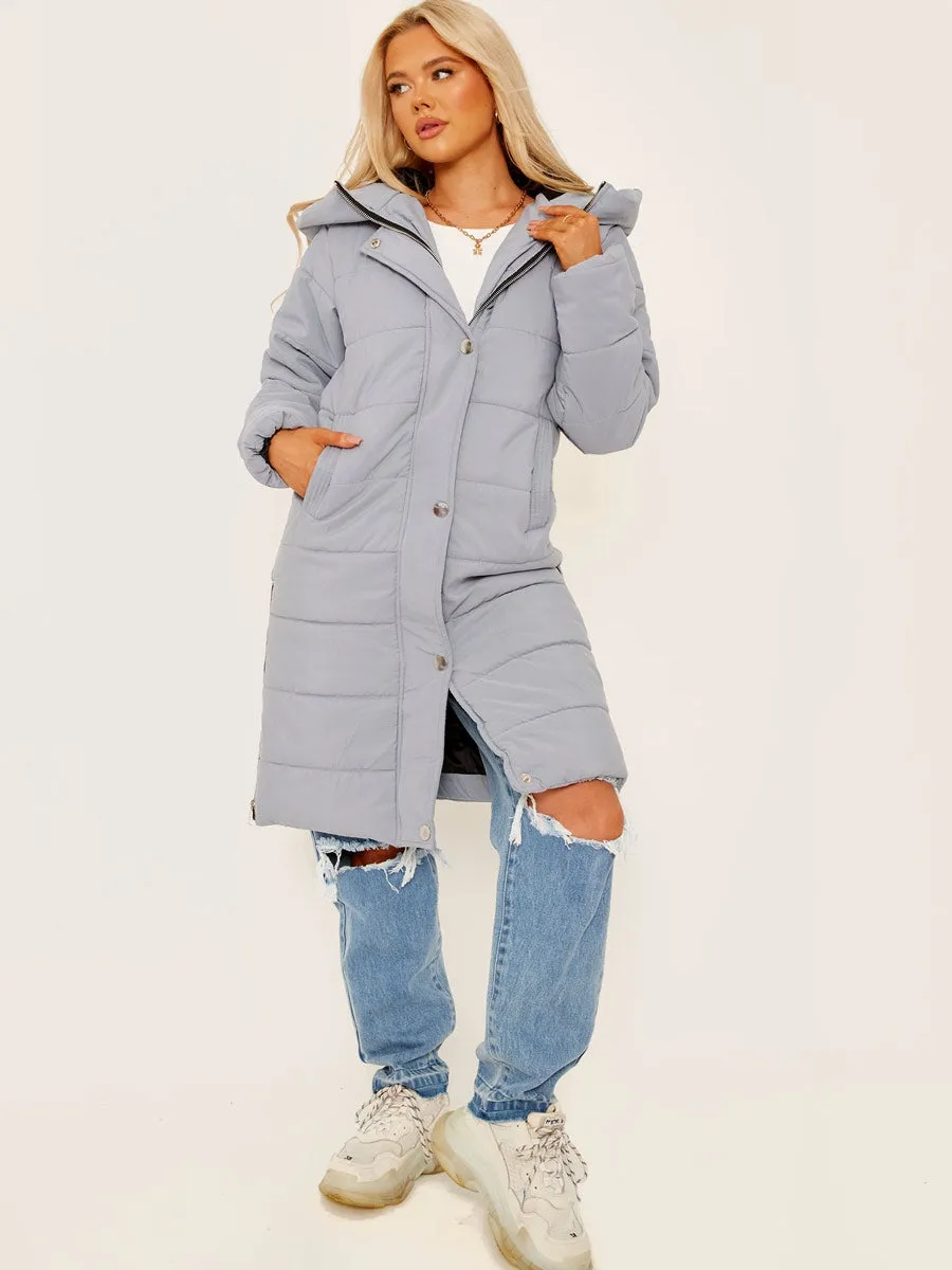 Long Sleeves Longline Padded Hooded Coat