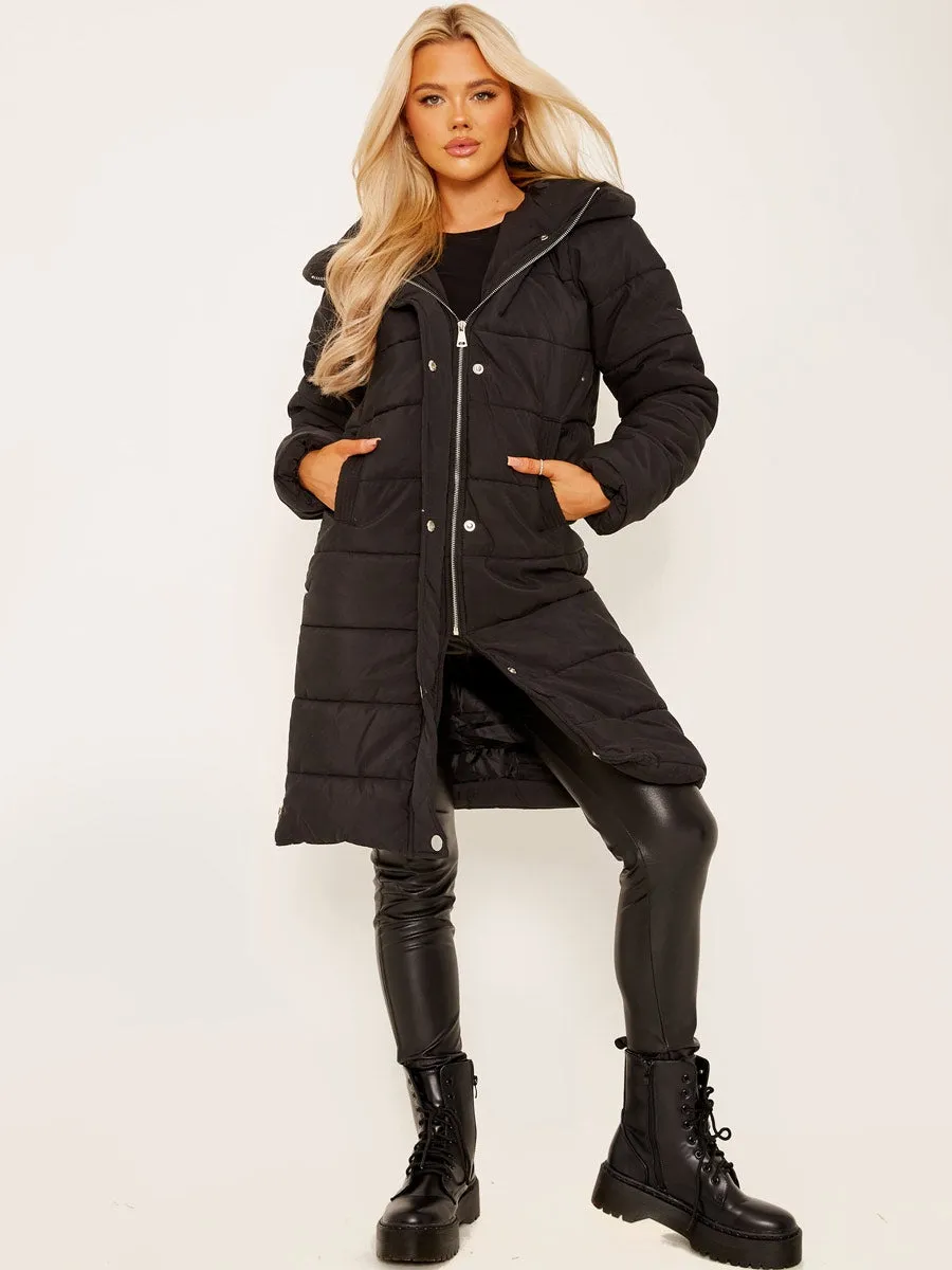 Long Sleeves Longline Padded Hooded Coat