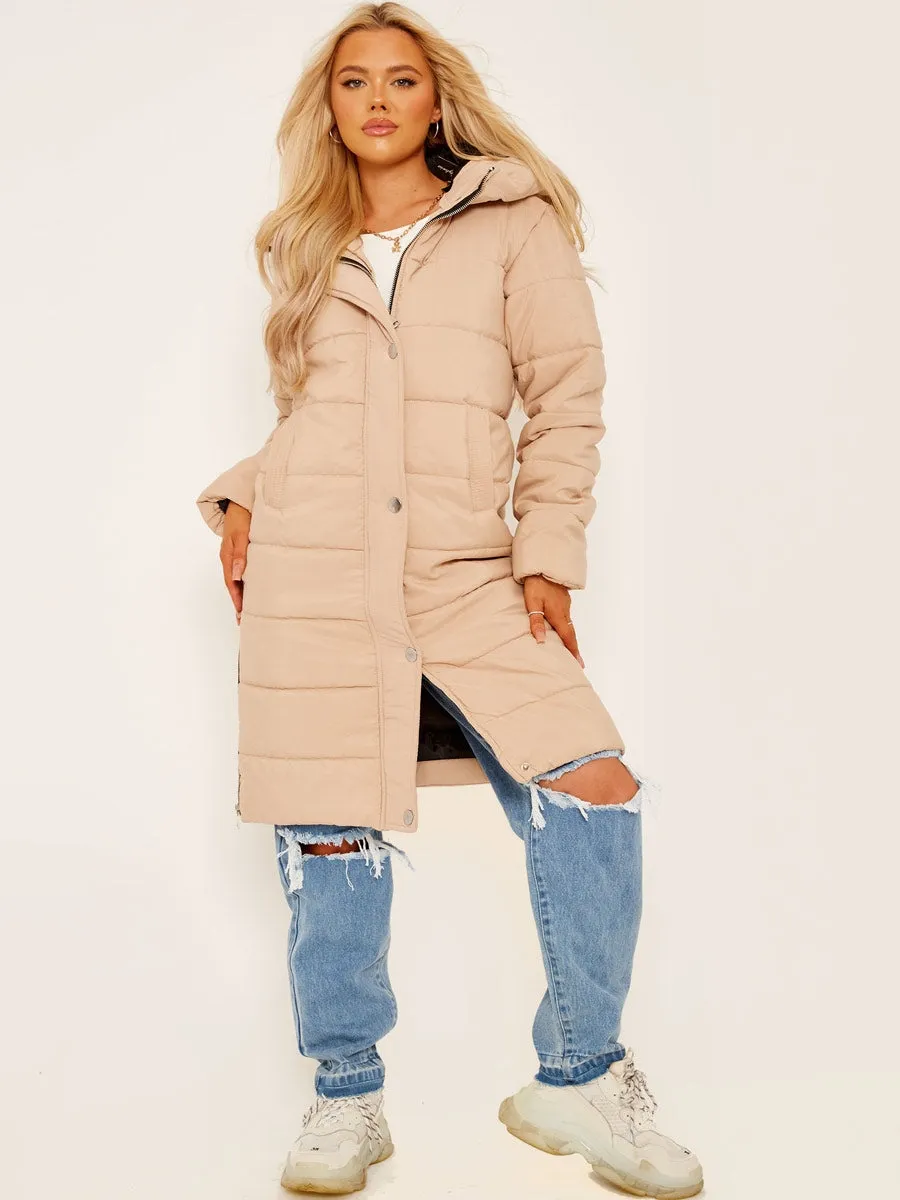 Long Sleeves Longline Padded Hooded Coat