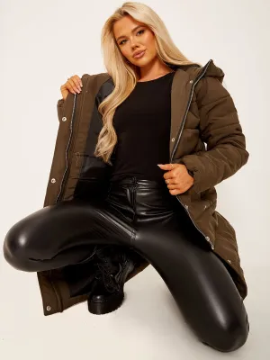 Long Sleeves Longline Padded Hooded Coat