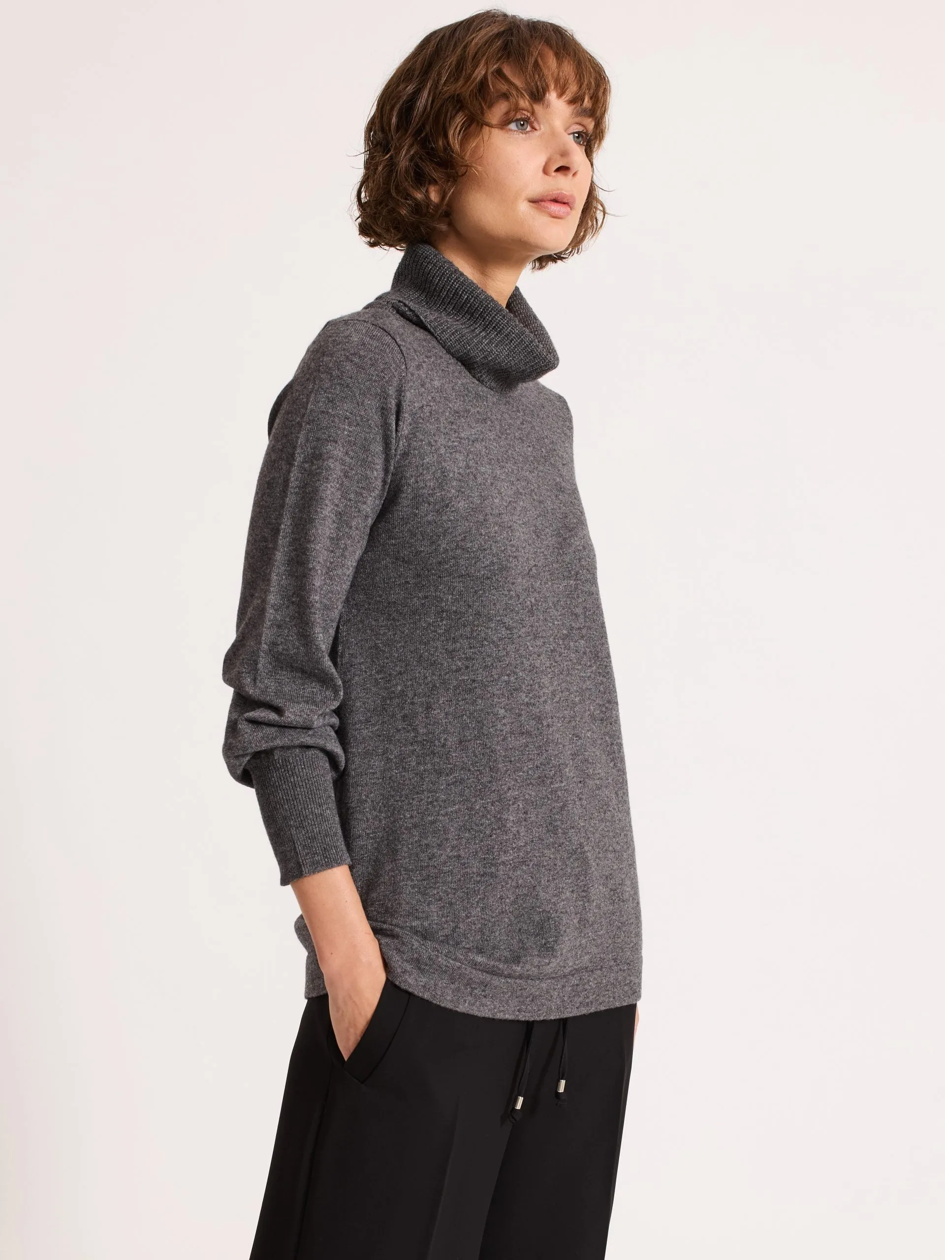 Longline Rollneck Gunmetal