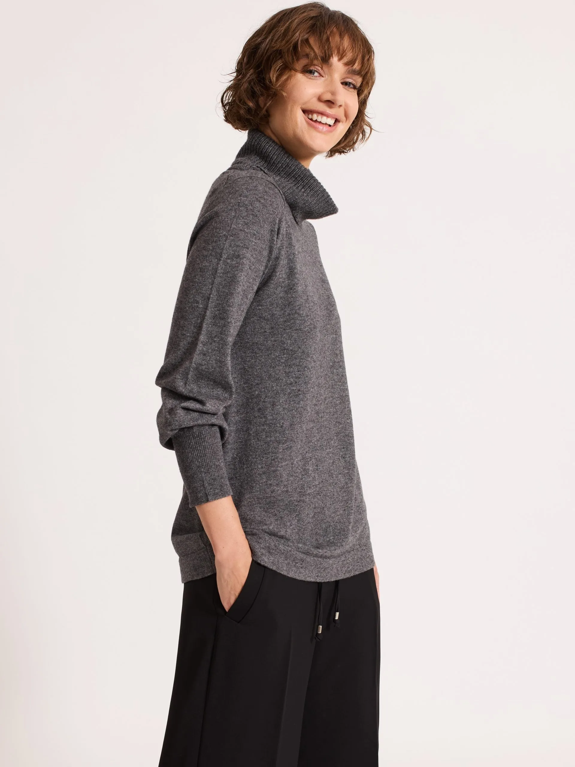 Longline Rollneck Gunmetal