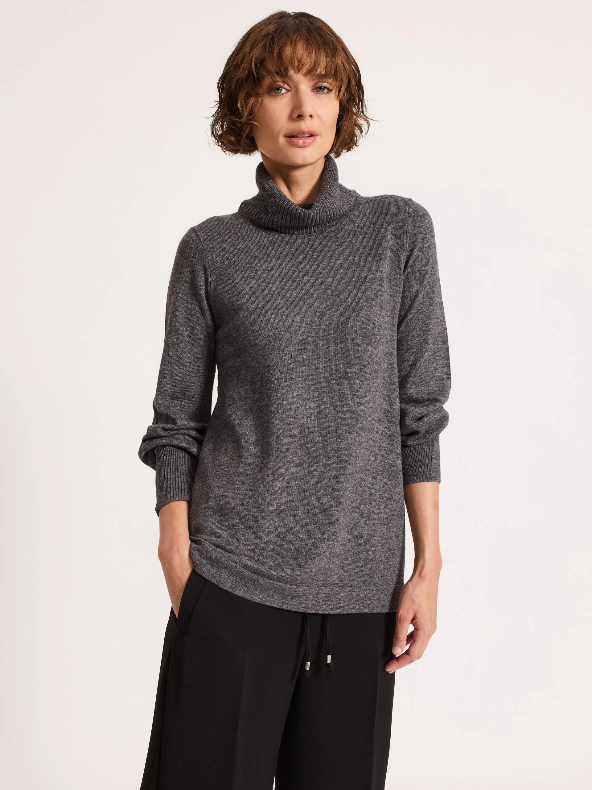 Longline Rollneck Gunmetal