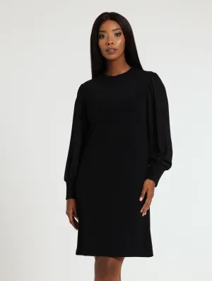 Lurex Combo Shift Dress - Black