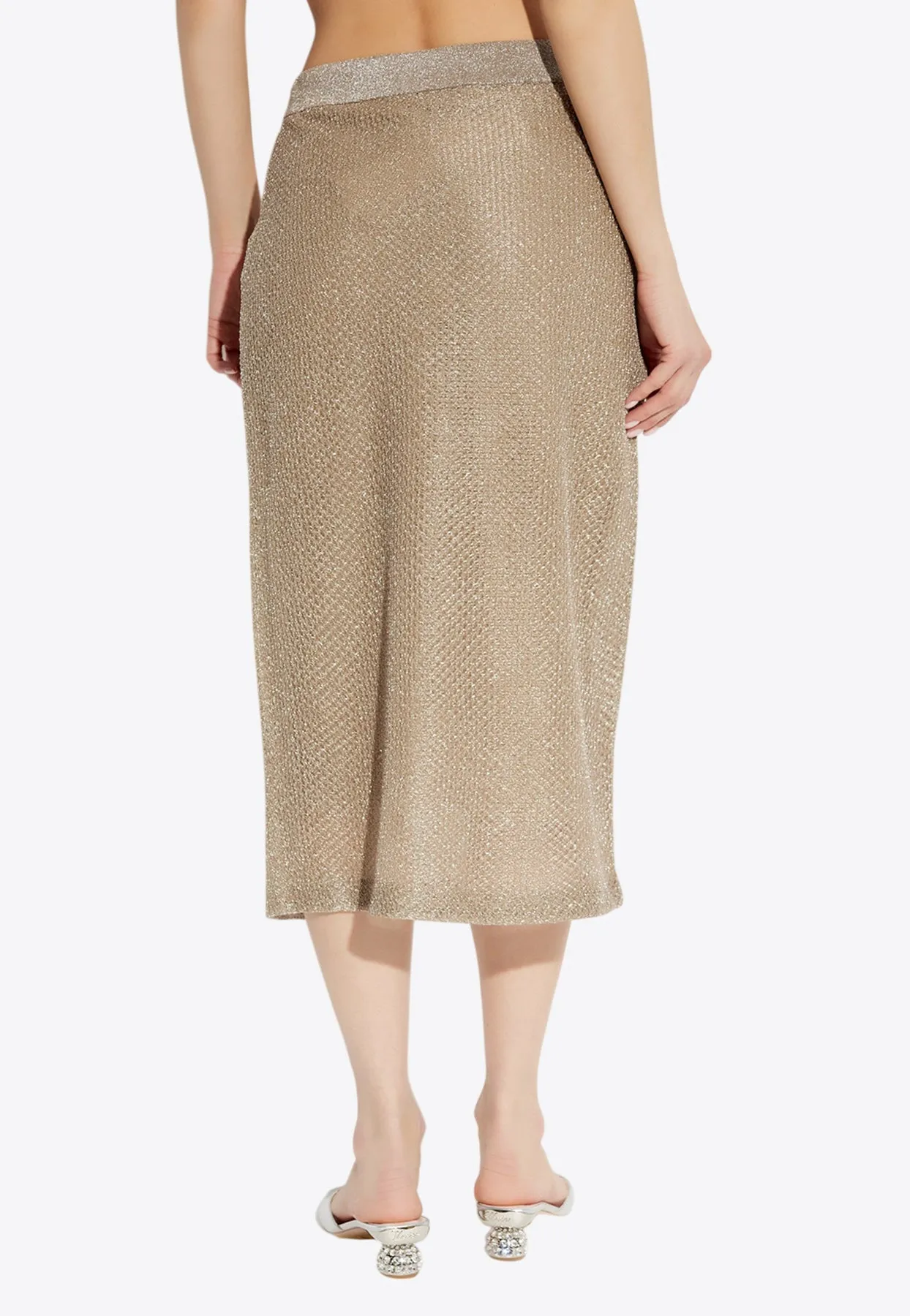 Lurex Mesh Midi Skirt