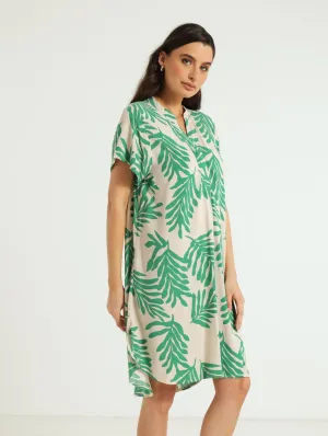 Mandarin Shift Dress - Green