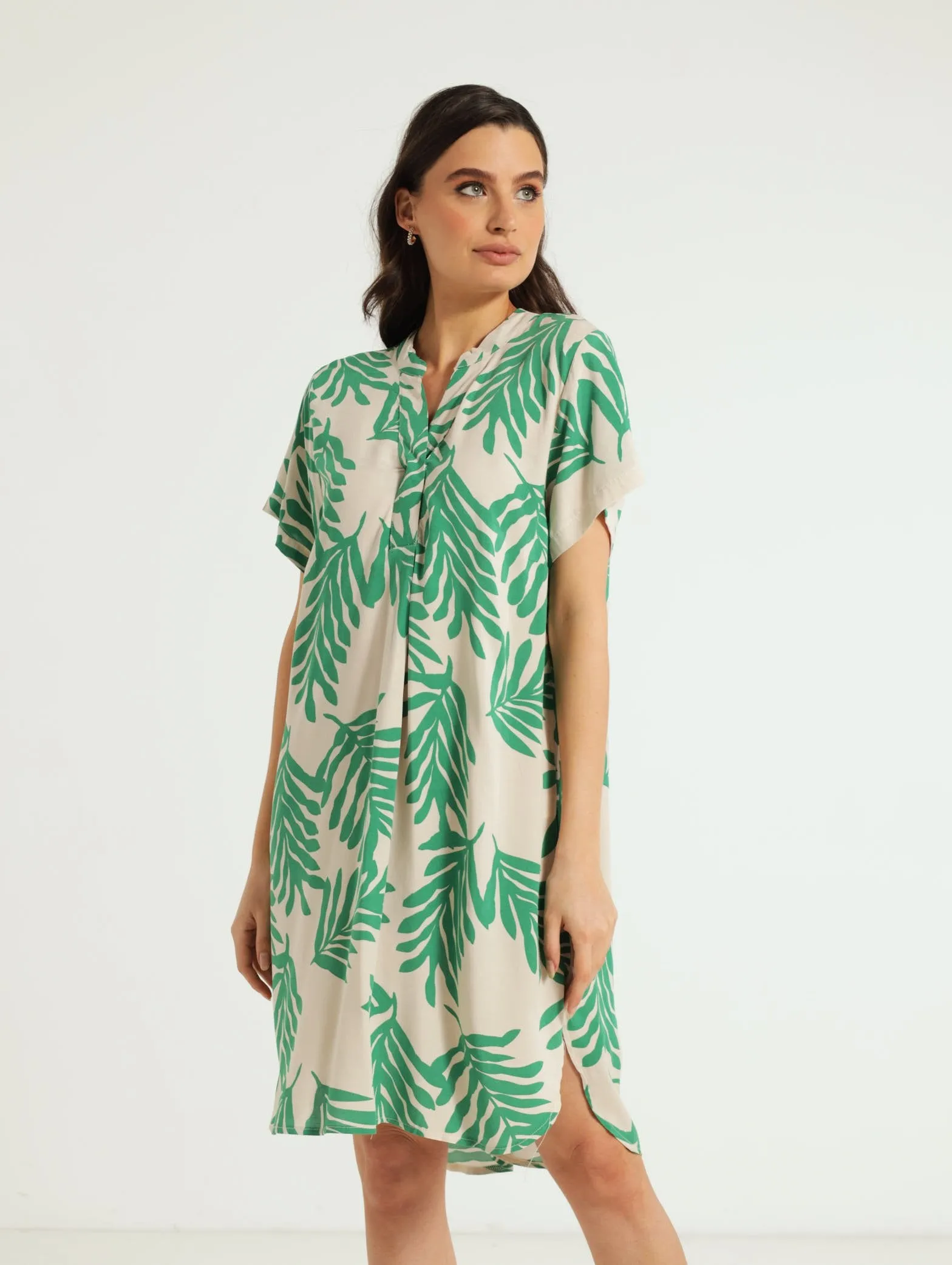 Mandarin Shift Dress - Green