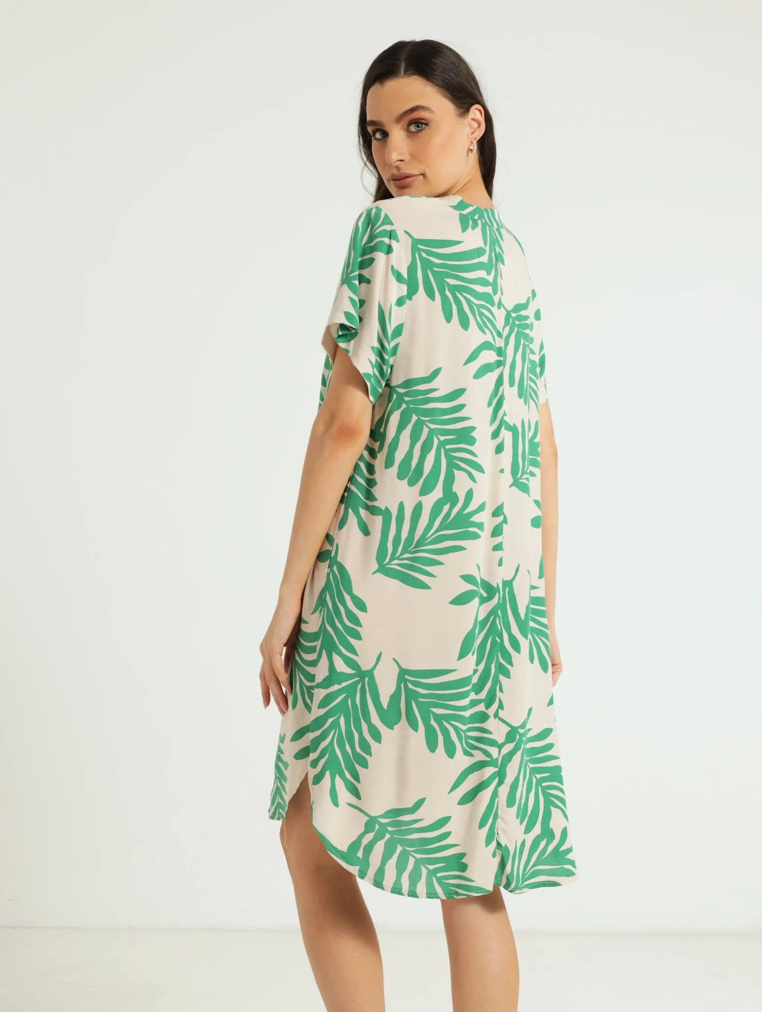 Mandarin Shift Dress - Green