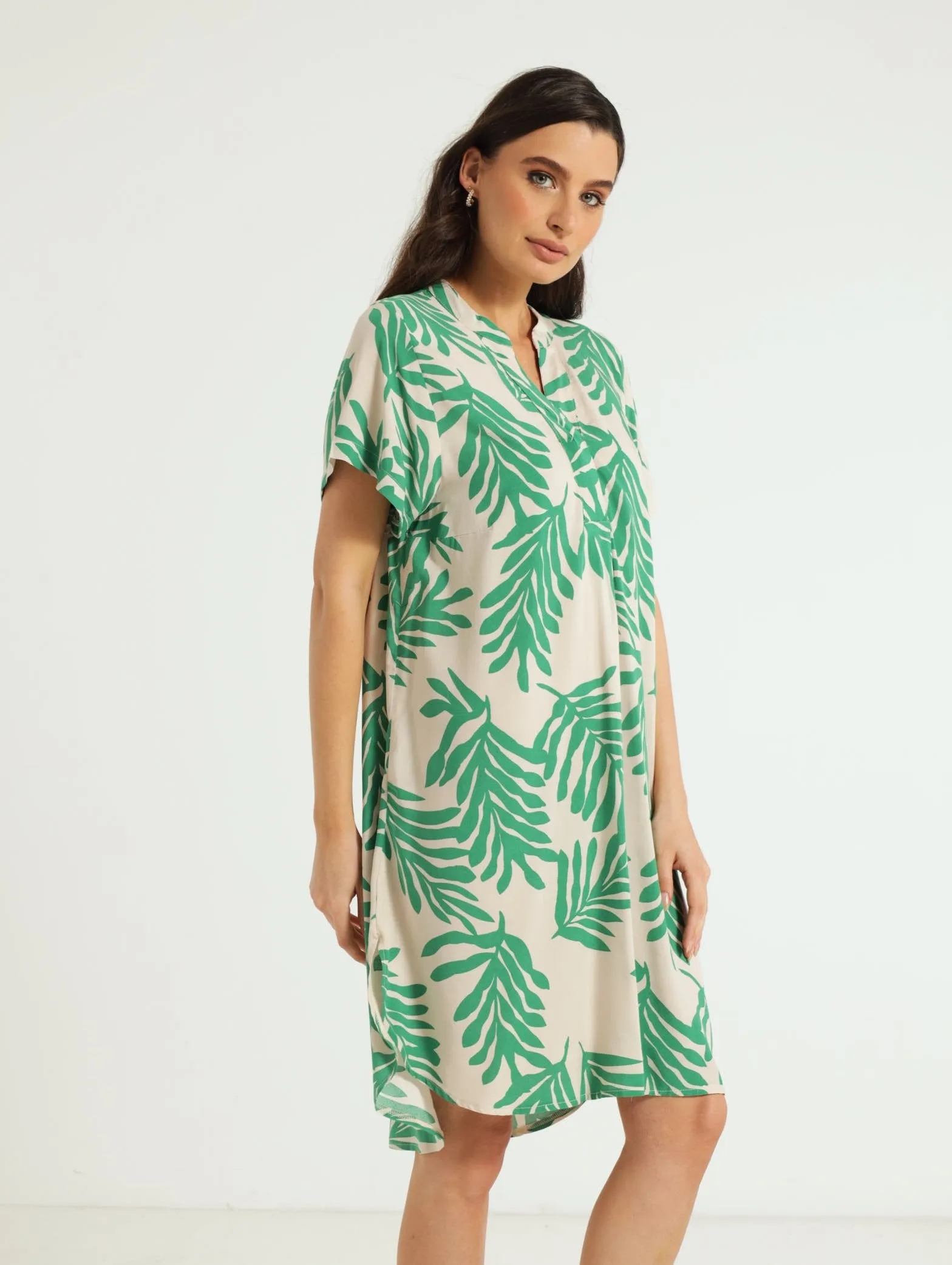 Mandarin Shift Dress - Green