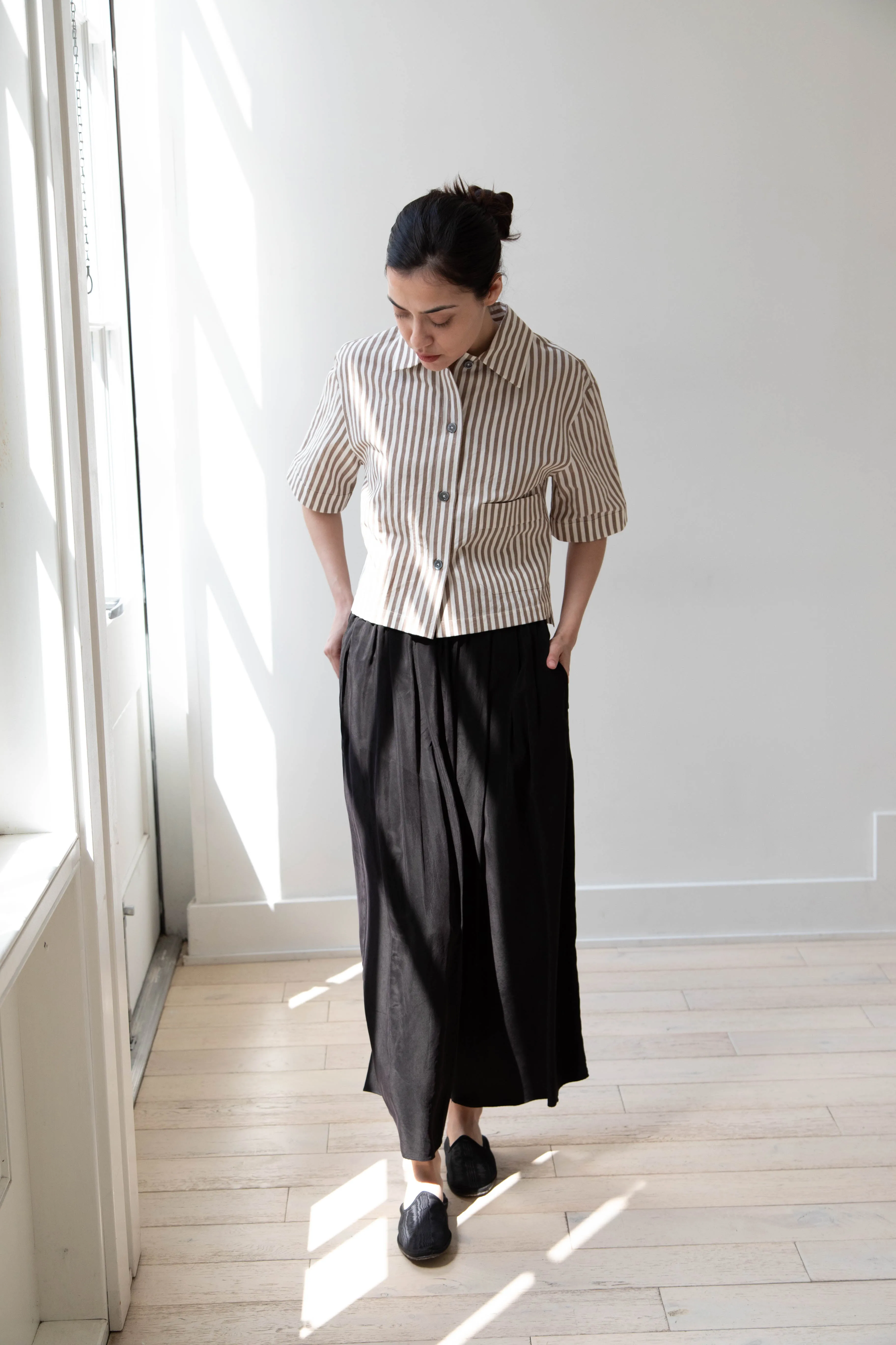 Margaret Howell | Drop Pocket Shirt in Cinnamon & Off-White