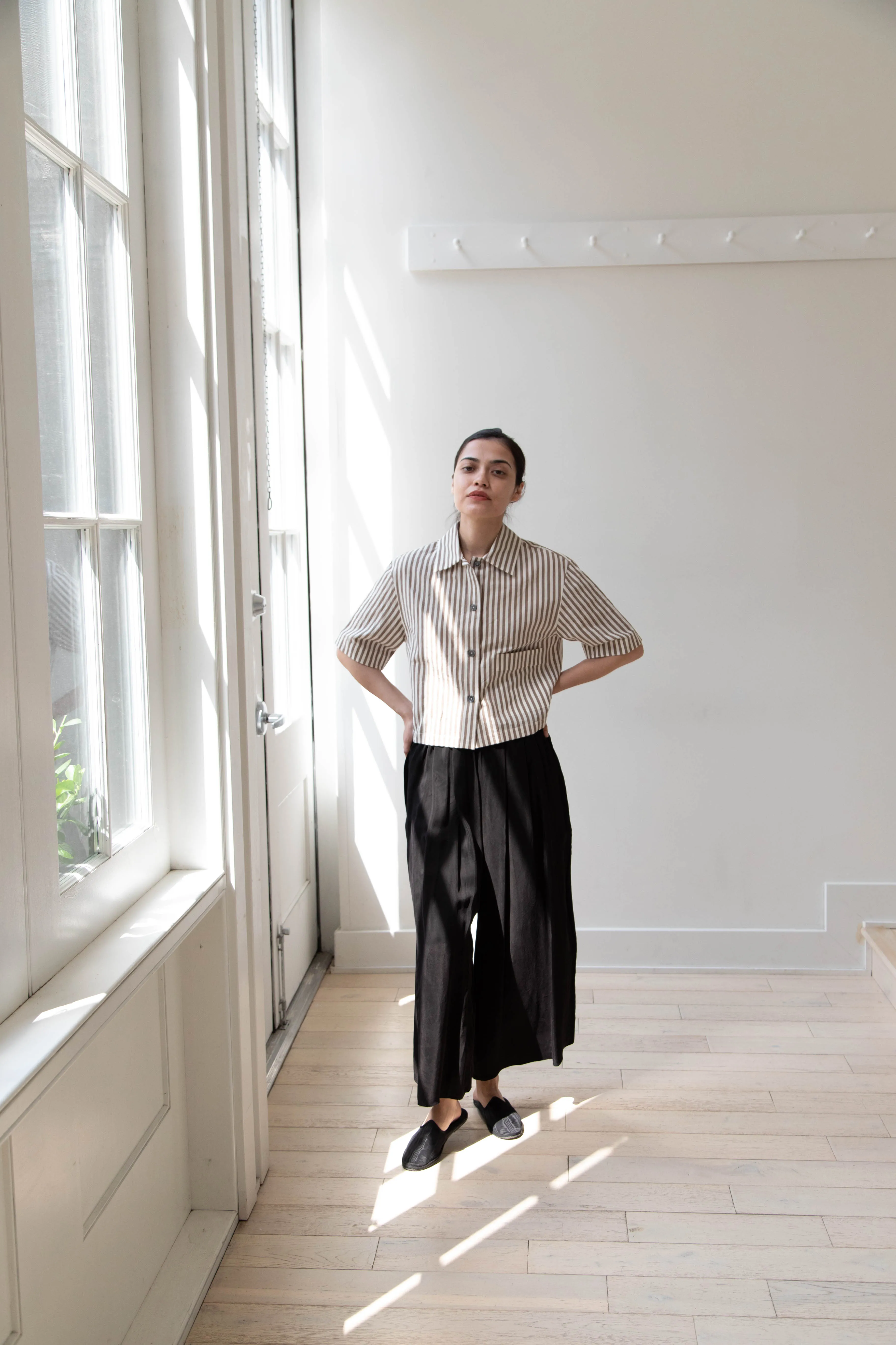 Margaret Howell | Drop Pocket Shirt in Cinnamon & Off-White