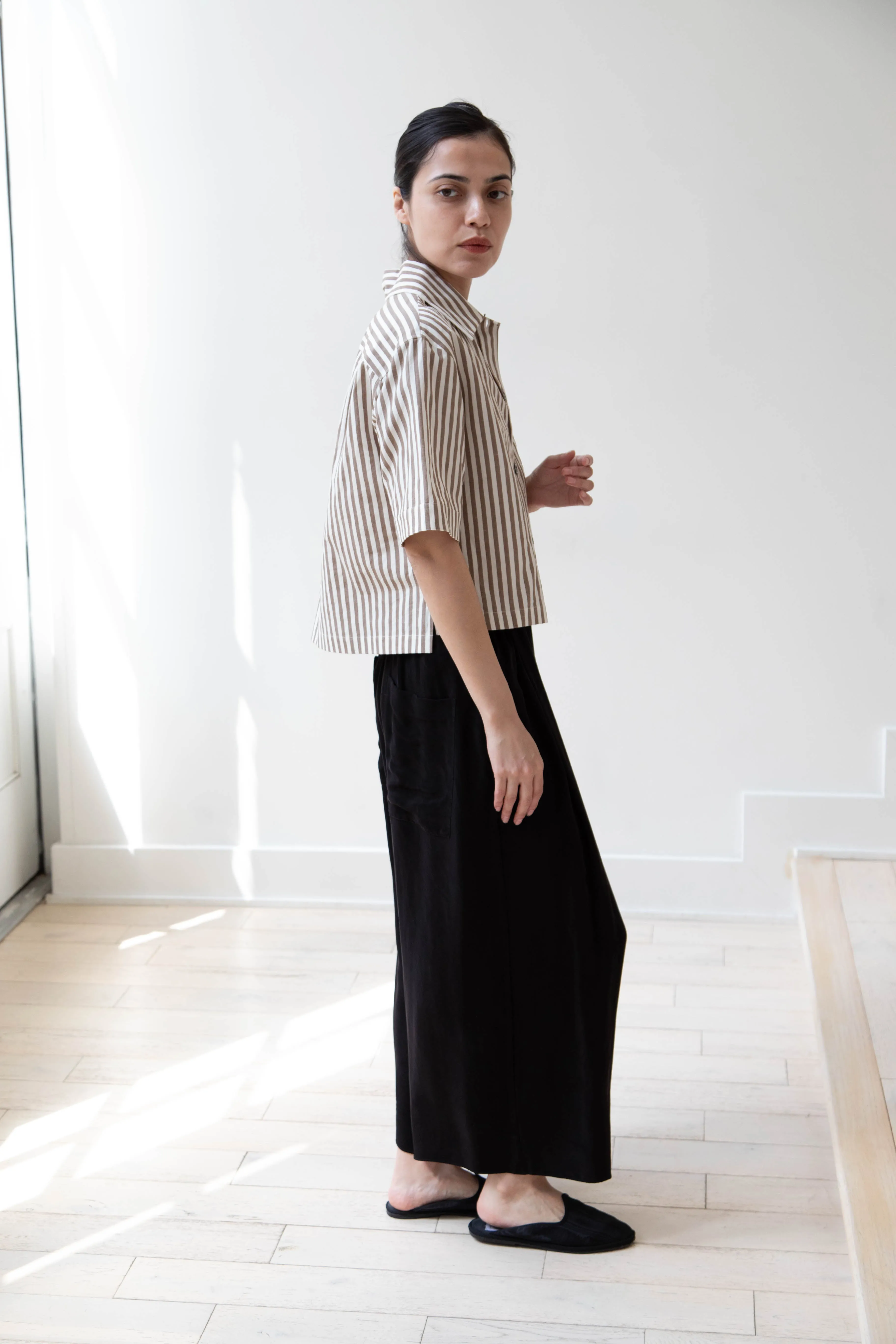 Margaret Howell | Drop Pocket Shirt in Cinnamon & Off-White