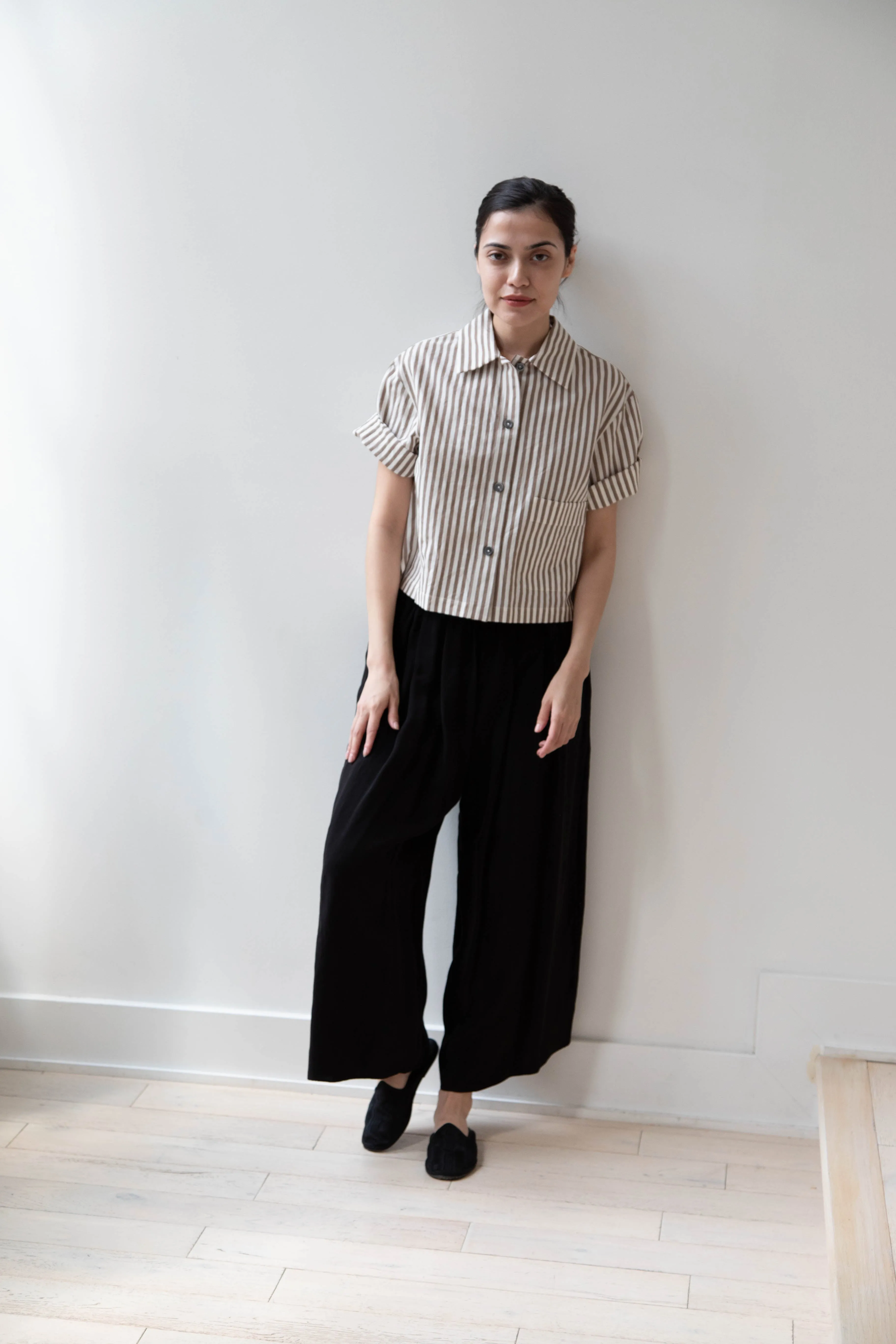 Margaret Howell | Drop Pocket Shirt in Cinnamon & Off-White