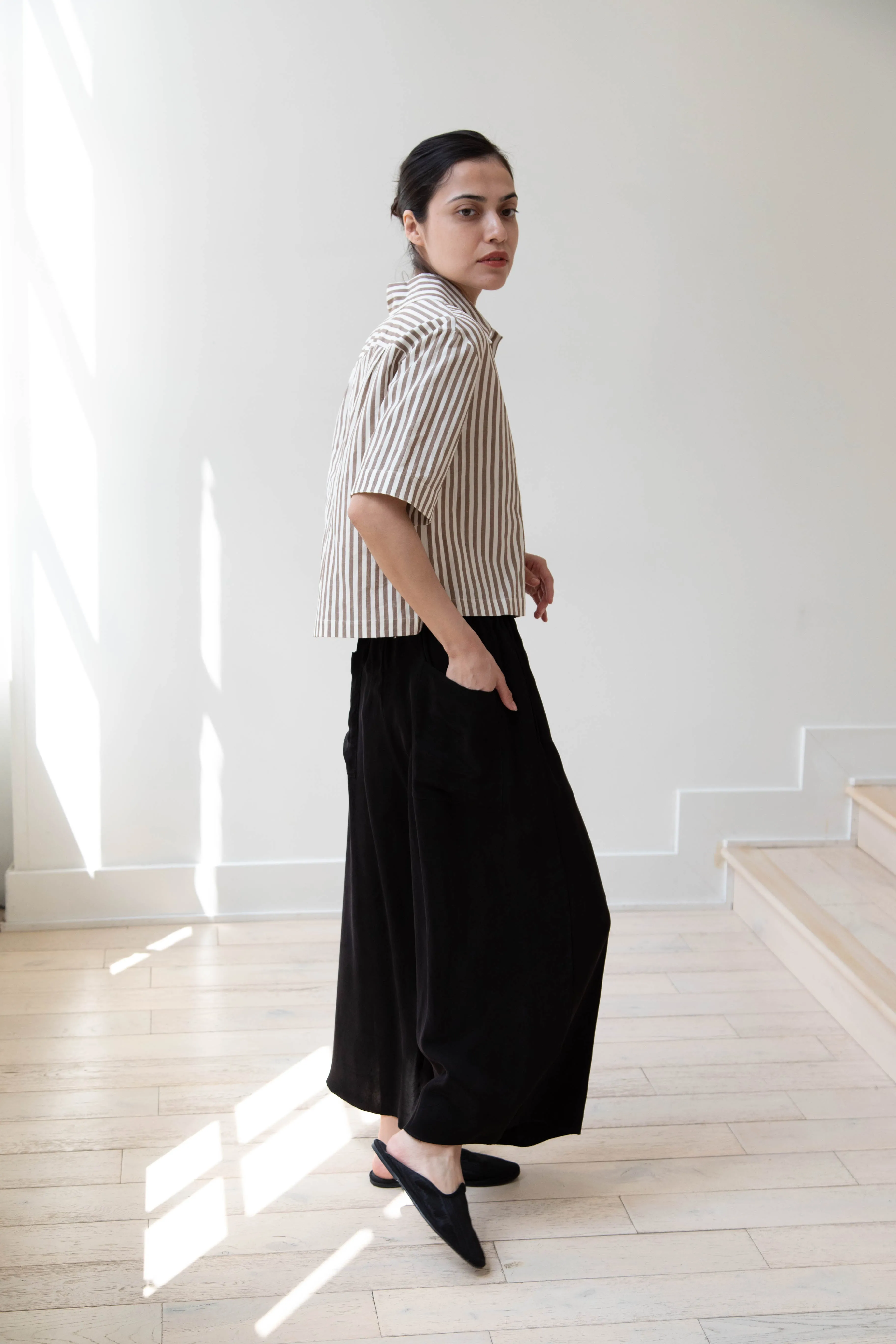 Margaret Howell | Drop Pocket Shirt in Cinnamon & Off-White