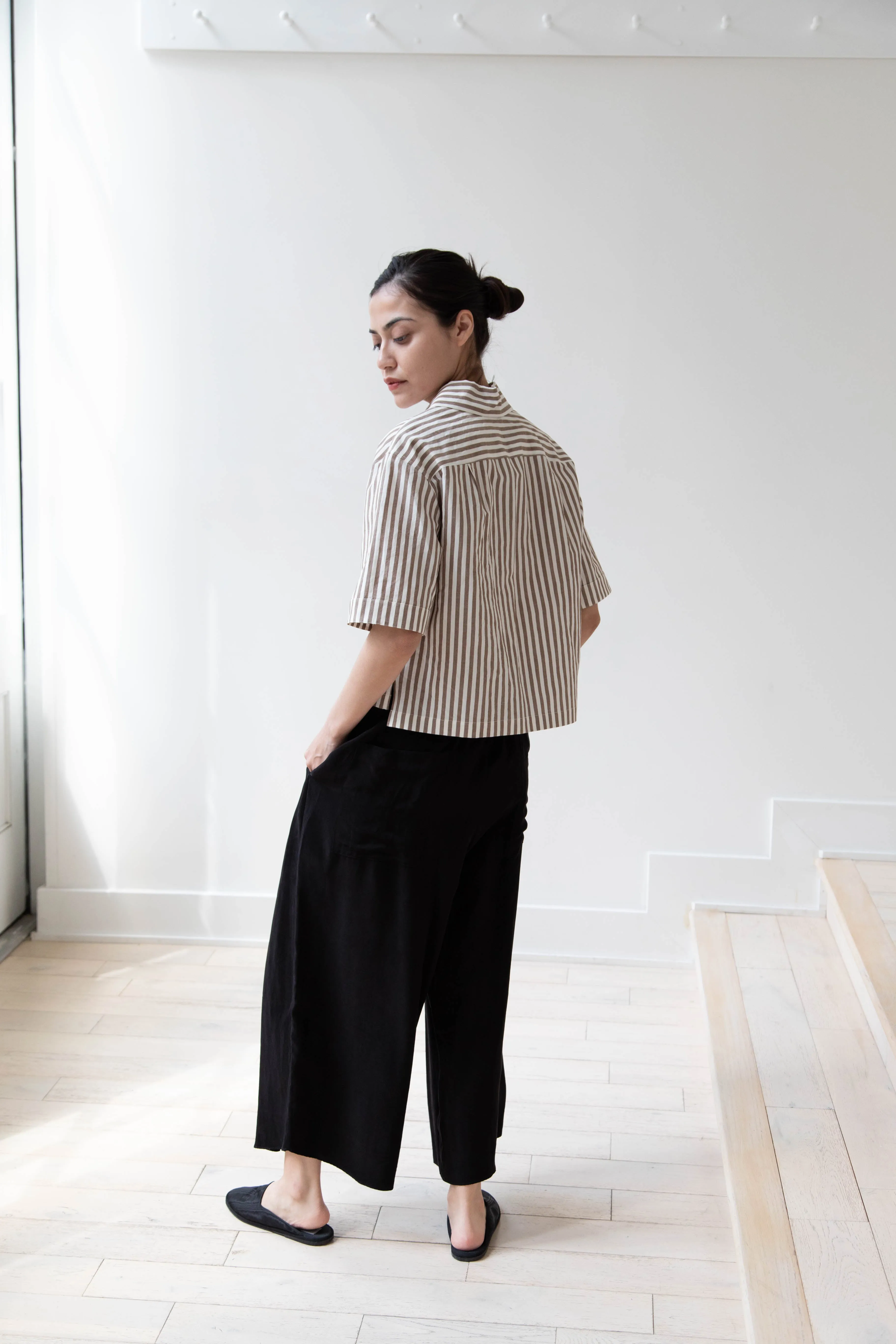 Margaret Howell | Drop Pocket Shirt in Cinnamon & Off-White
