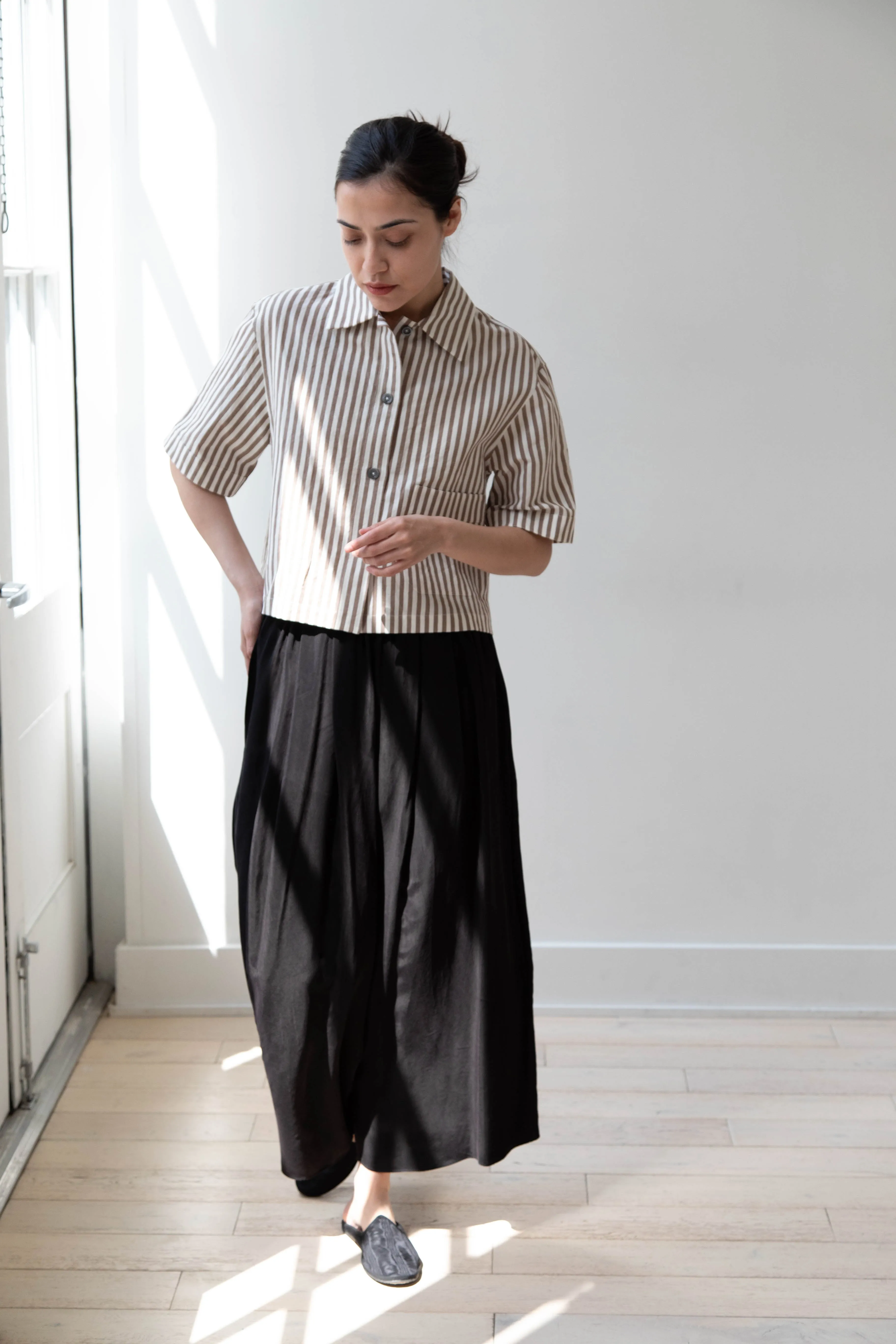 Margaret Howell | Drop Pocket Shirt in Cinnamon & Off-White