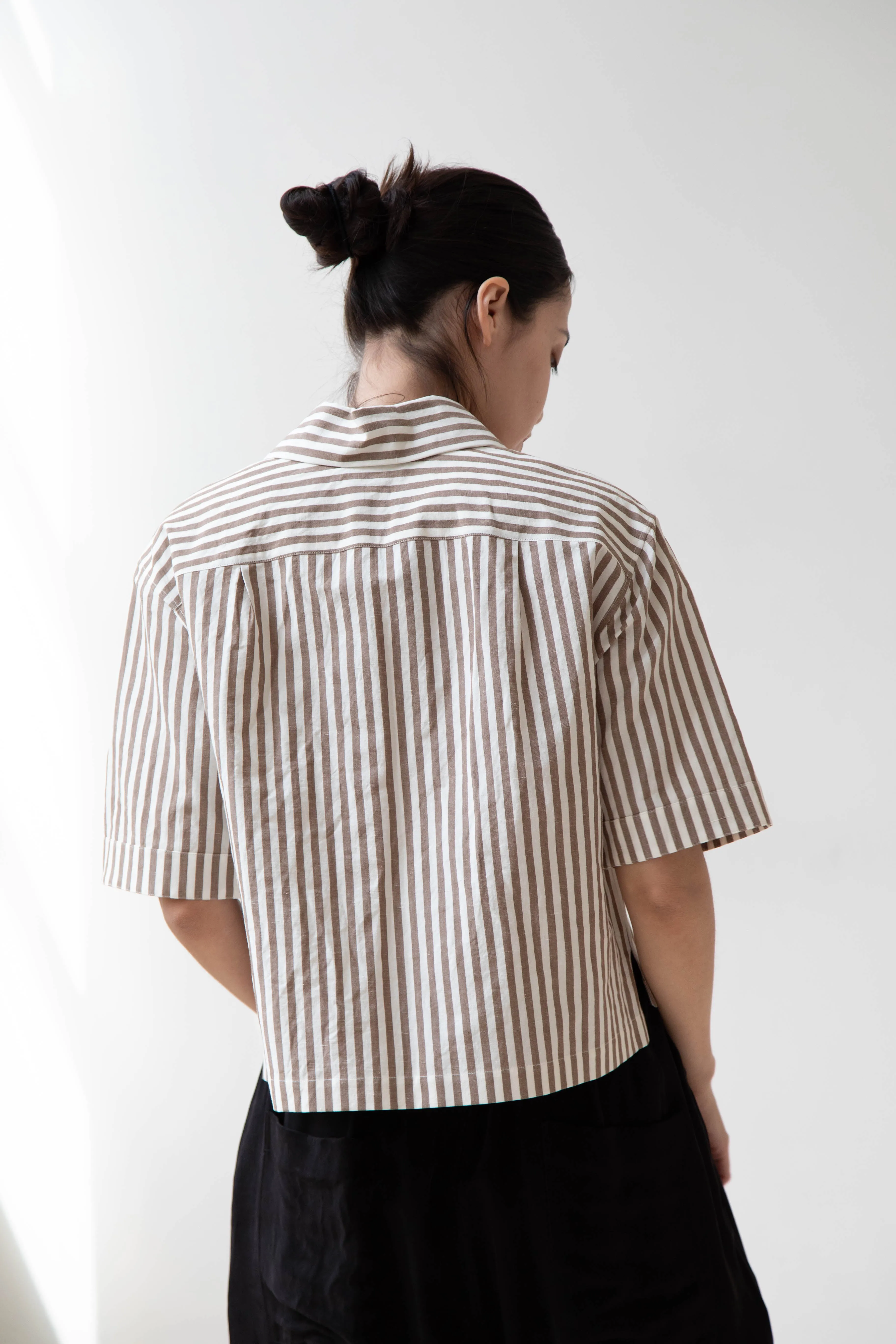 Margaret Howell | Drop Pocket Shirt in Cinnamon & Off-White