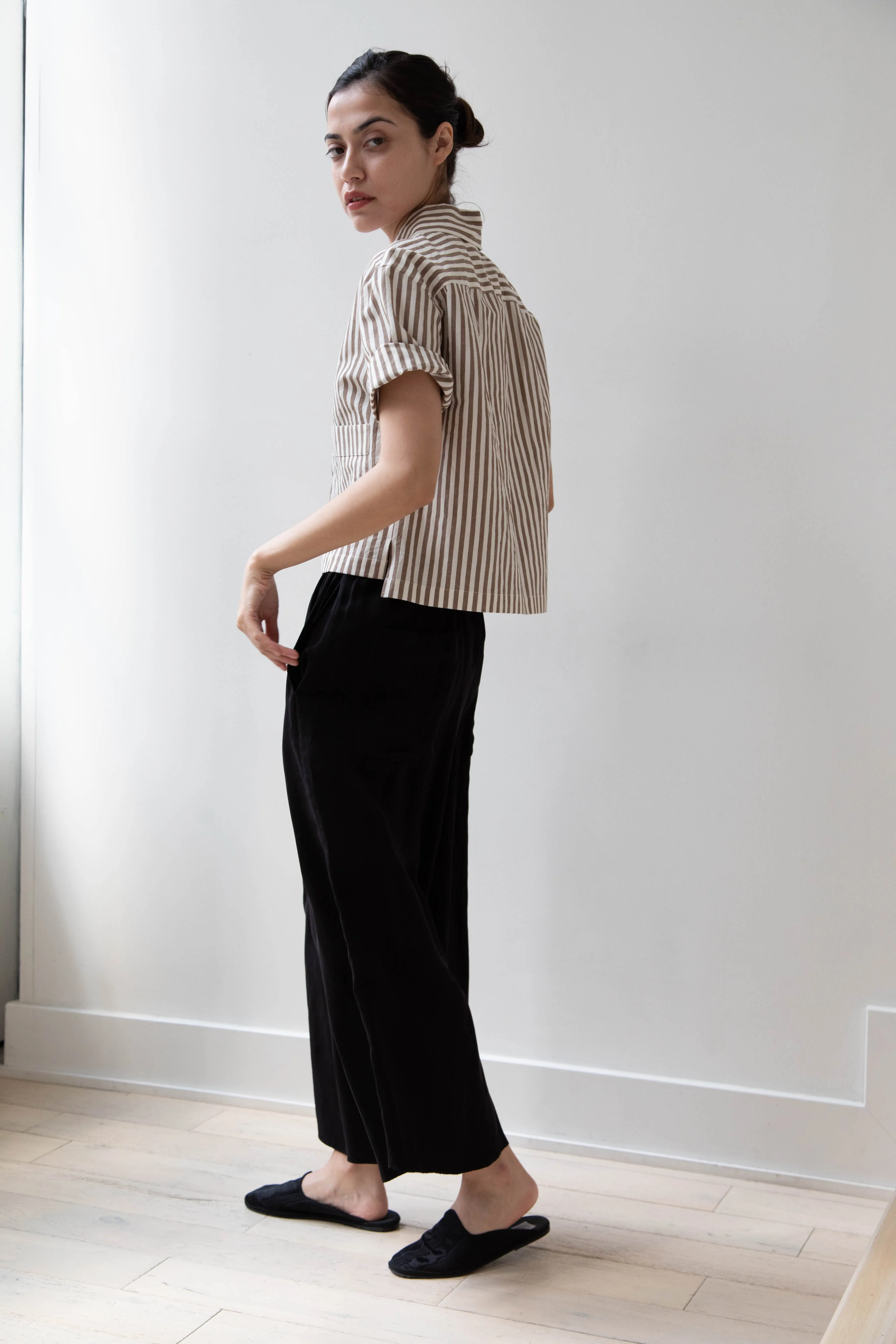 Margaret Howell | Drop Pocket Shirt in Cinnamon & Off-White