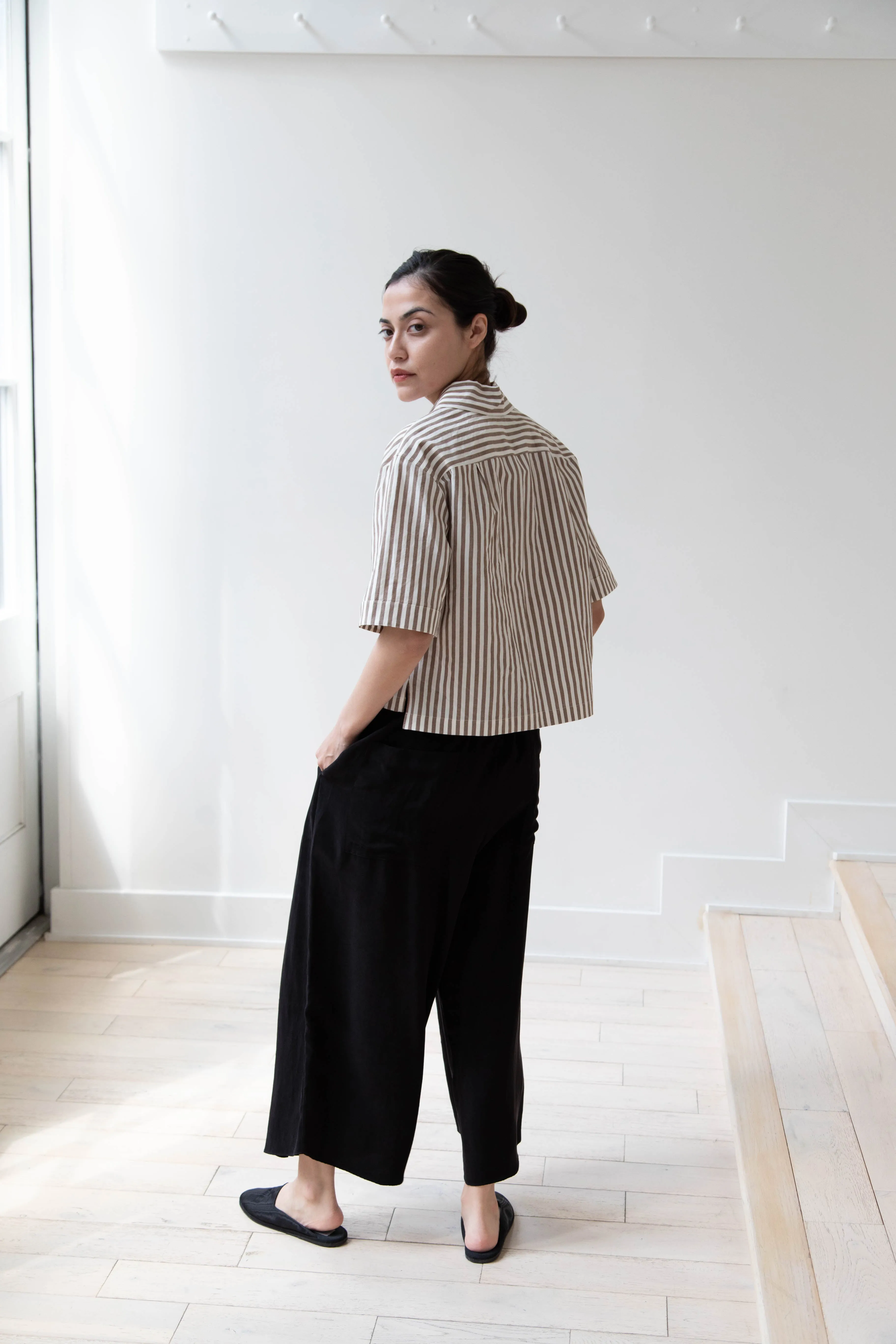 Margaret Howell | Drop Pocket Shirt in Cinnamon & Off-White