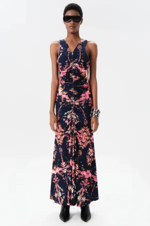 Maria Cher Ceibo Mich Midi Dressin Navy Shibori