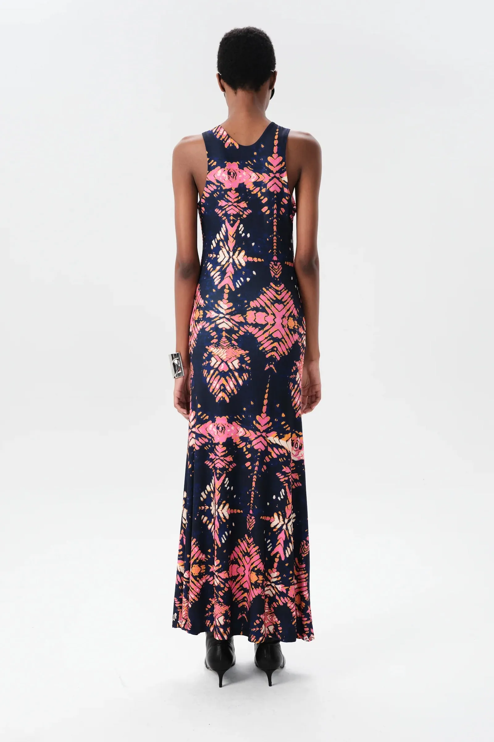 Maria Cher Ceibo Mich Midi Dressin Navy Shibori