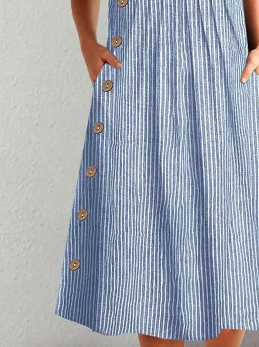Mariel™ - Stylish Striped Button-Up Dress