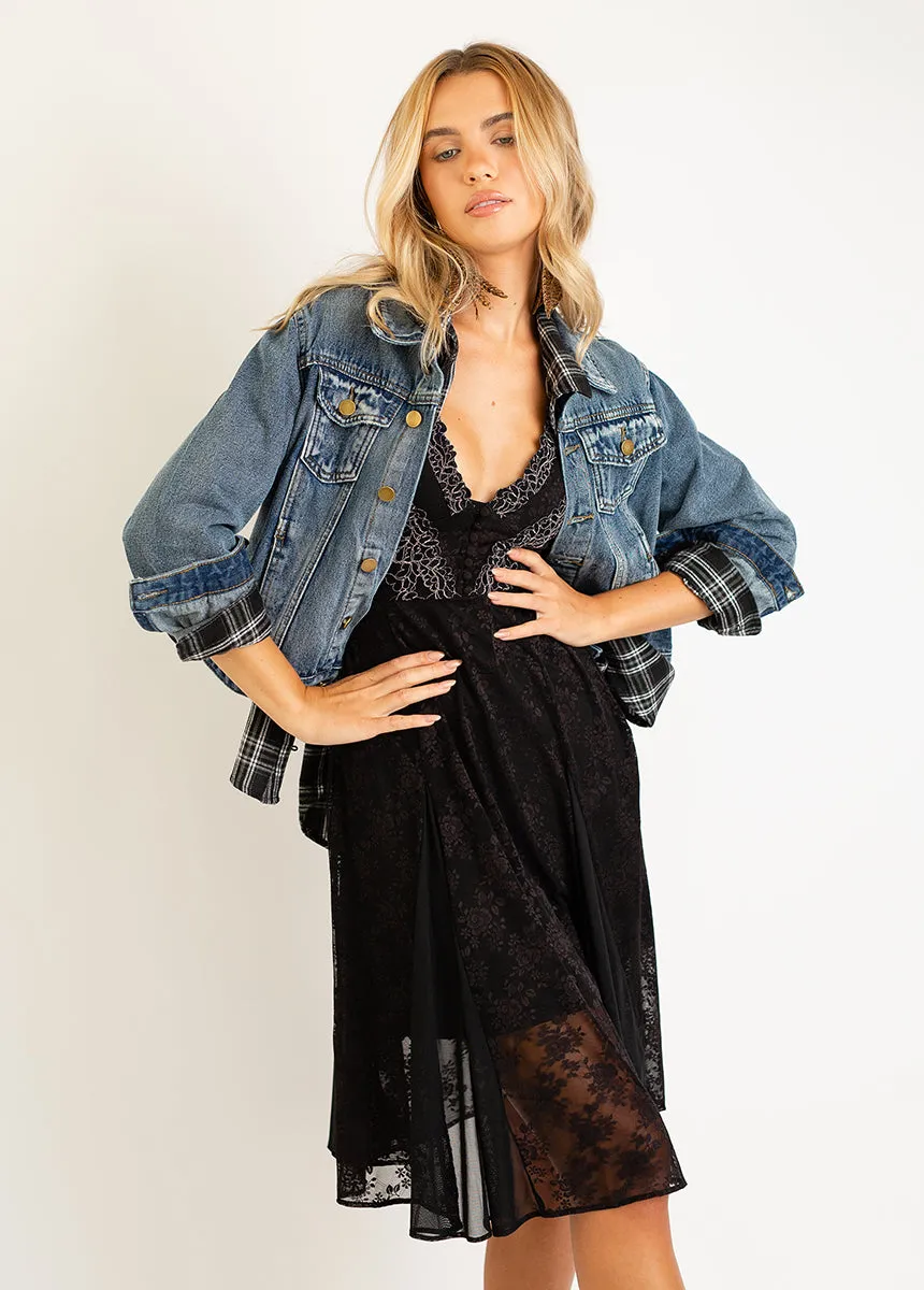 Marika Top in Black Plaid