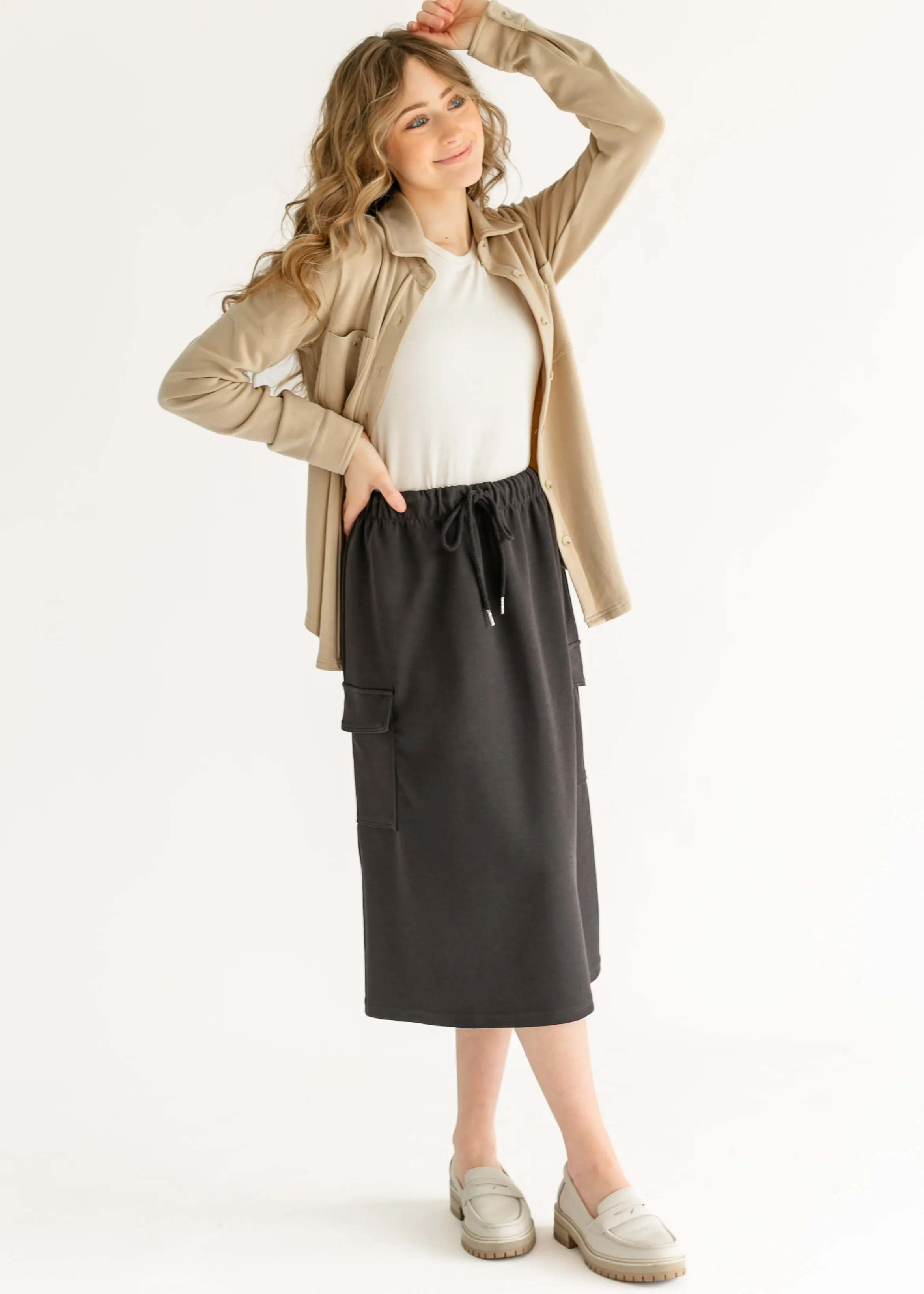 Mazie Midi A-line Cargo Skirt