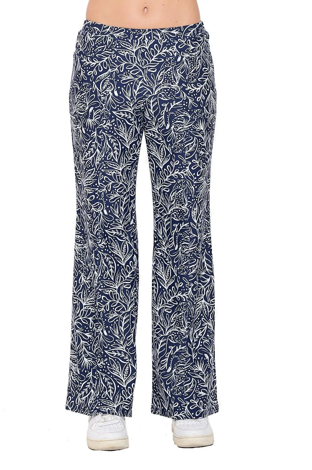 Mercedes Wide Leg Pants W/ Leaves Design