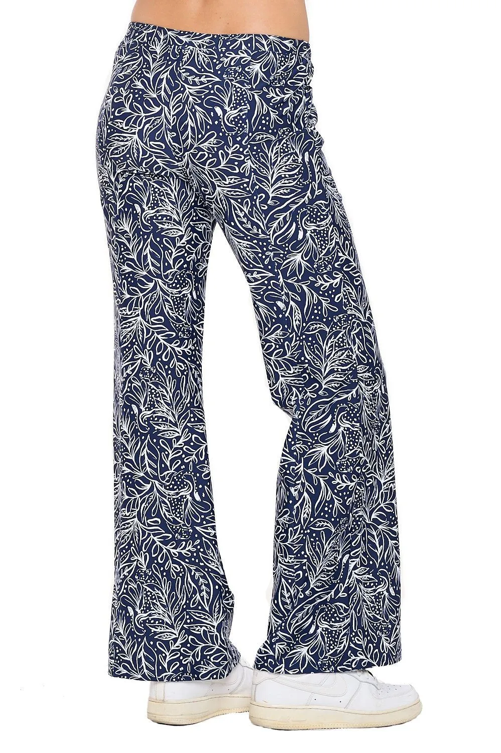 Mercedes Wide Leg Pants W/ Leaves Design