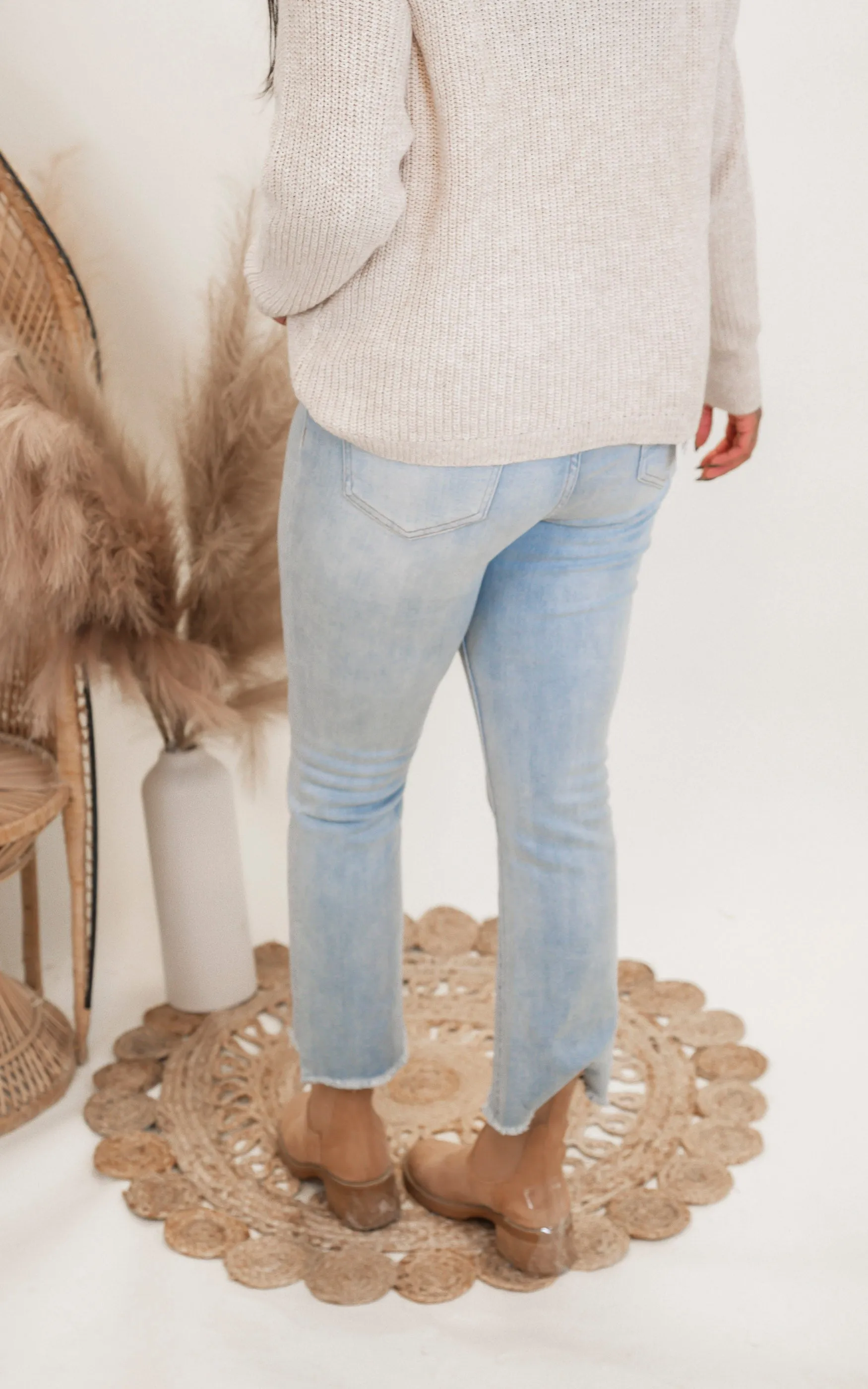 MICA | Uranian Blue High Rise Crop Straight Denim Jeans*